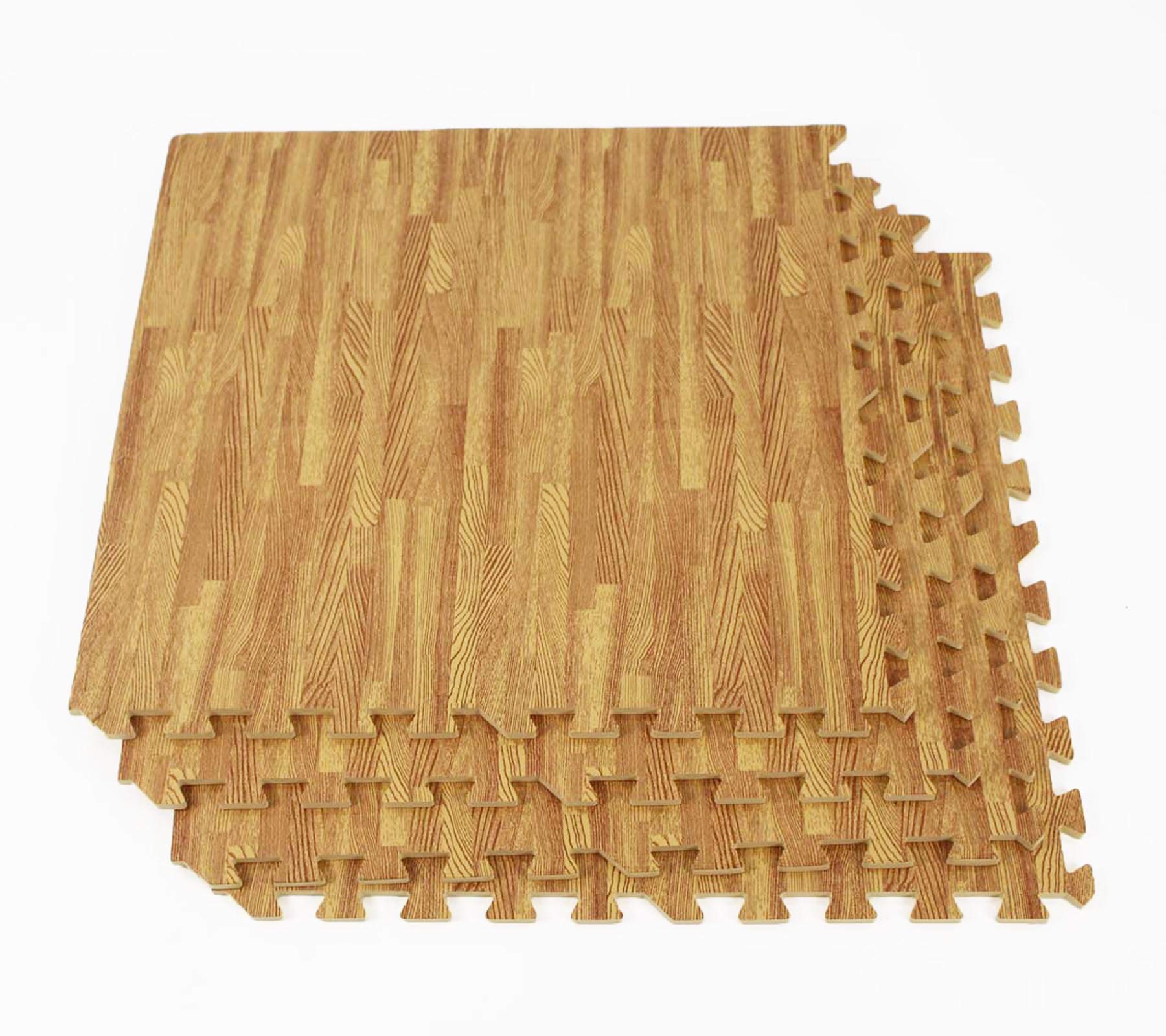 Wood Effect Interlocking EVA Foam Floor Mats, Anti-Fatigue Floor Matting for Gym, Home, and Exhibition Flooring (64 Sq FT)