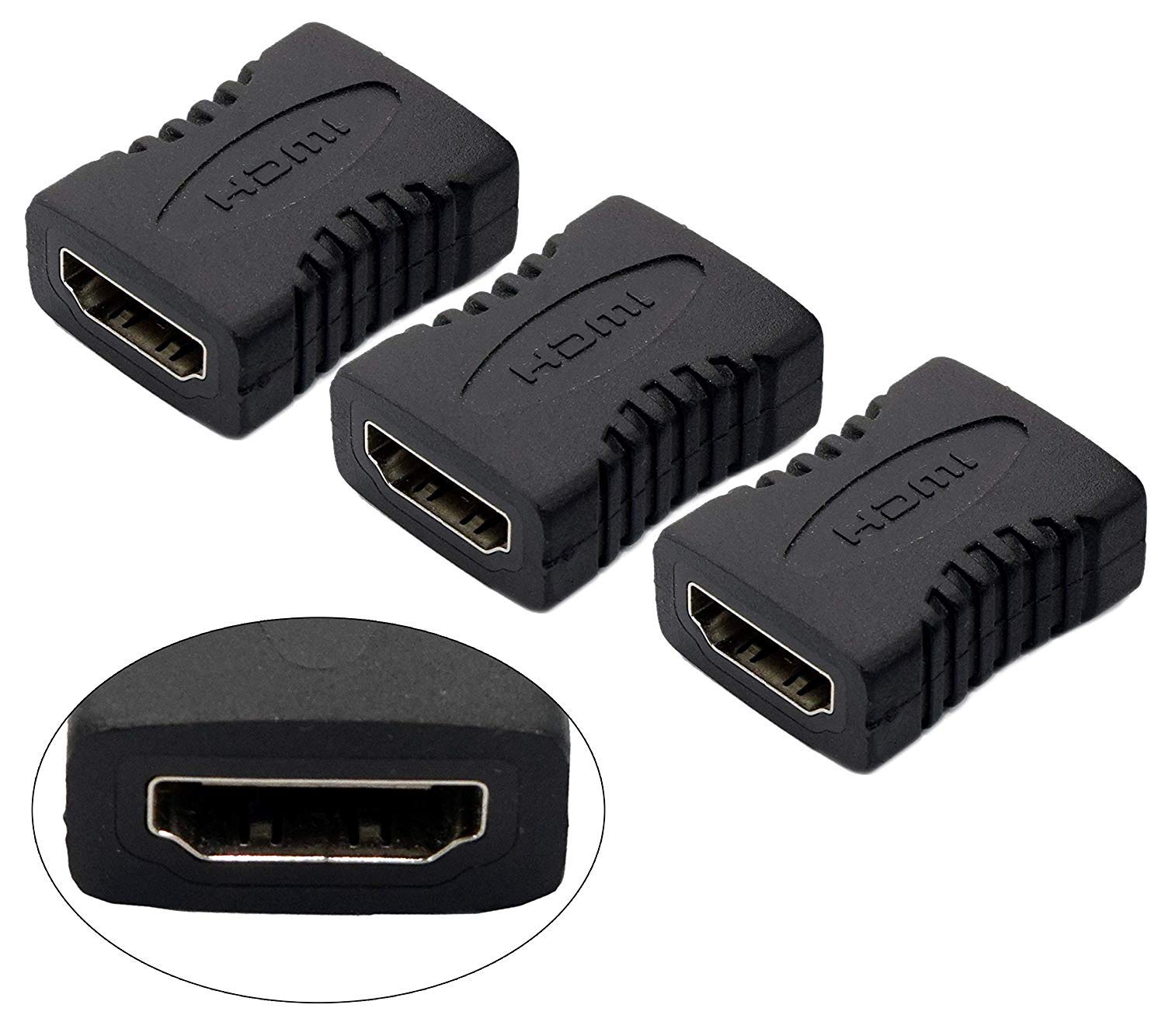 BIGGEAR (Pack of 3) Hdmi Extender Female to Female Coupler Adapter -Black