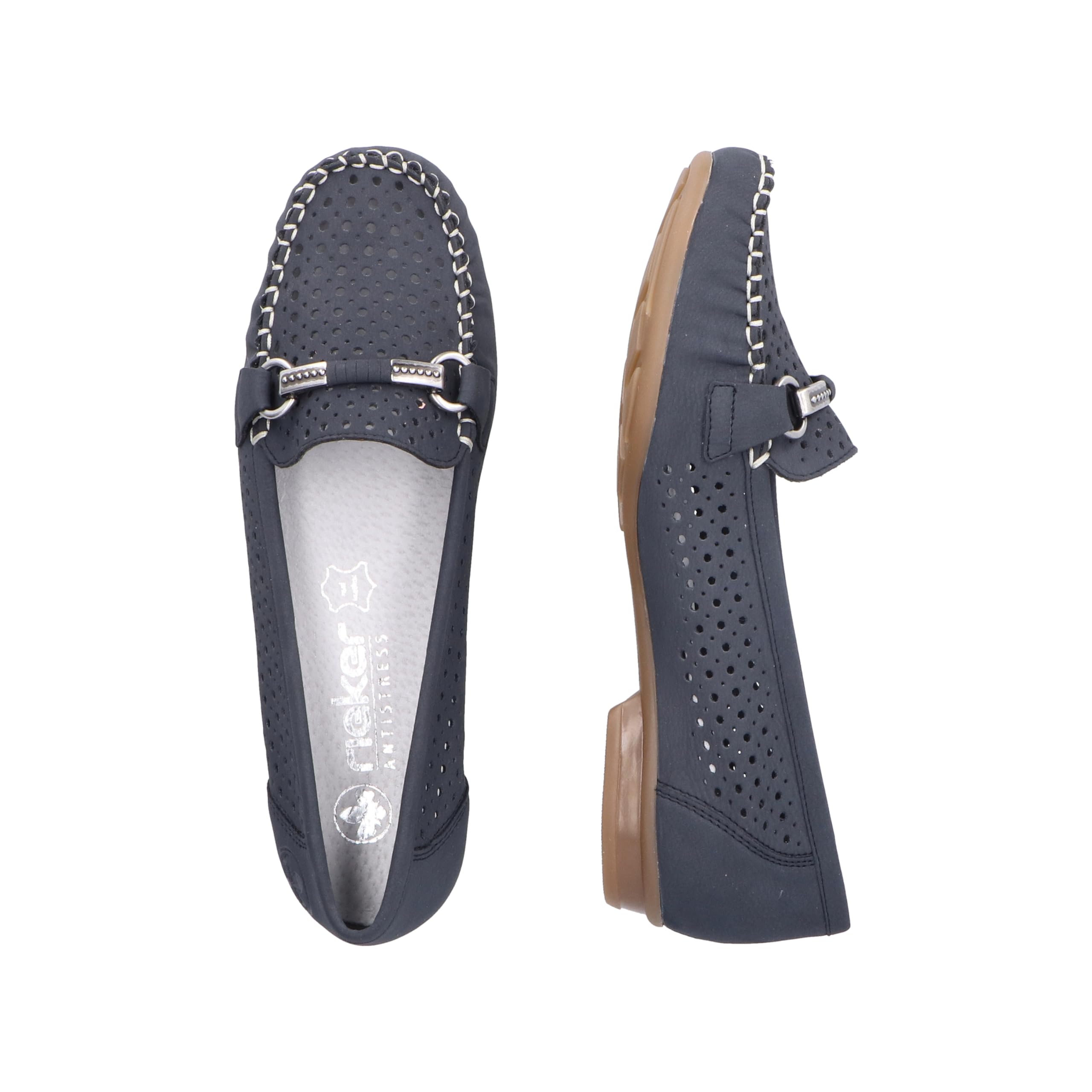 Rieker 40065-14 Damen Slipper Synthetik blau/rot/weiß blau/rot/weiß