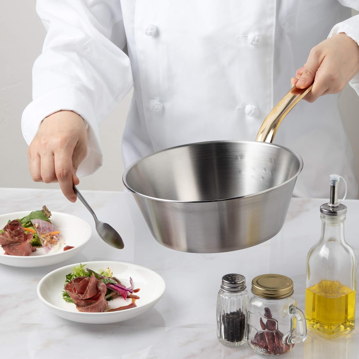 Endoshoji ATC22021 Professional Super Denge, Taper Pan, 8.3 inches (21 cm), Stainless Steel Pot for Induction Cookers, Made in Japan