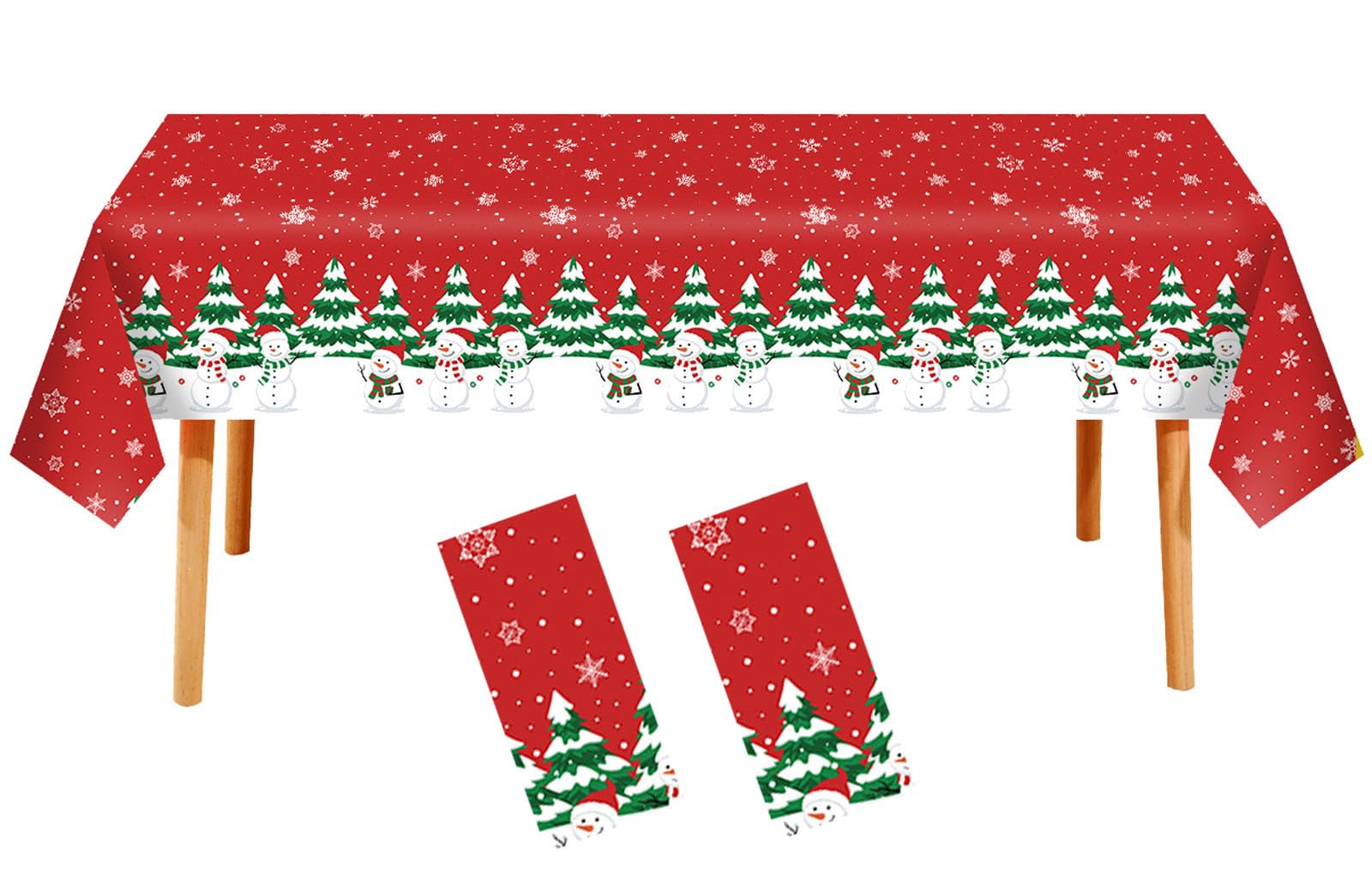 Mantel de plástico para fiesta de Navidad, paquete de 2 manteles desechables de árbol de Navidad para fiesta de Navidad, 54 x 108 pulgadas, decoración rectangular de Navidad para