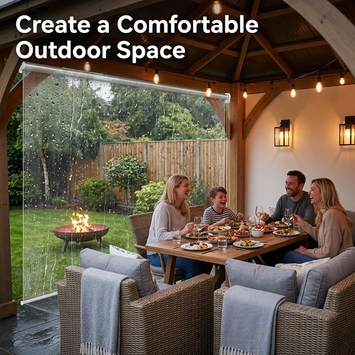 Store Enrouleurs Étanche Transparent pour Pergola, Rideau À Enroulement en Plastique, Volets Roulants Exterieur Impermeable éTanche à La PoussièRe, Rideaux en Séparation Clairs Coupe-Vent pour Portes