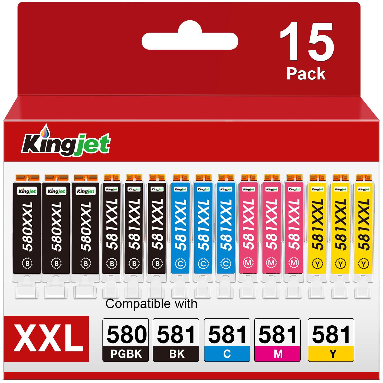 KINGJET 580 581XXL Ink Cartridge Replacement for Canon 580 & 581 Ink Cartridges for TS705 Ink Cartridges for Pixma TS6350 TS6250 TS8250 TS6351 TS6251 TS705 TS8550 TS6250 TS8500 TS8252 TTS9150 0 15pcs-image-23