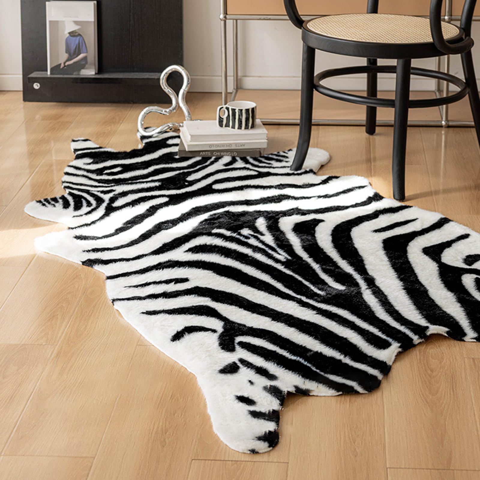 Imprimer, Tapis Imprimé Zèbre Imitation Vache, Tapis Zèbre en Peau de Vache Artificielle