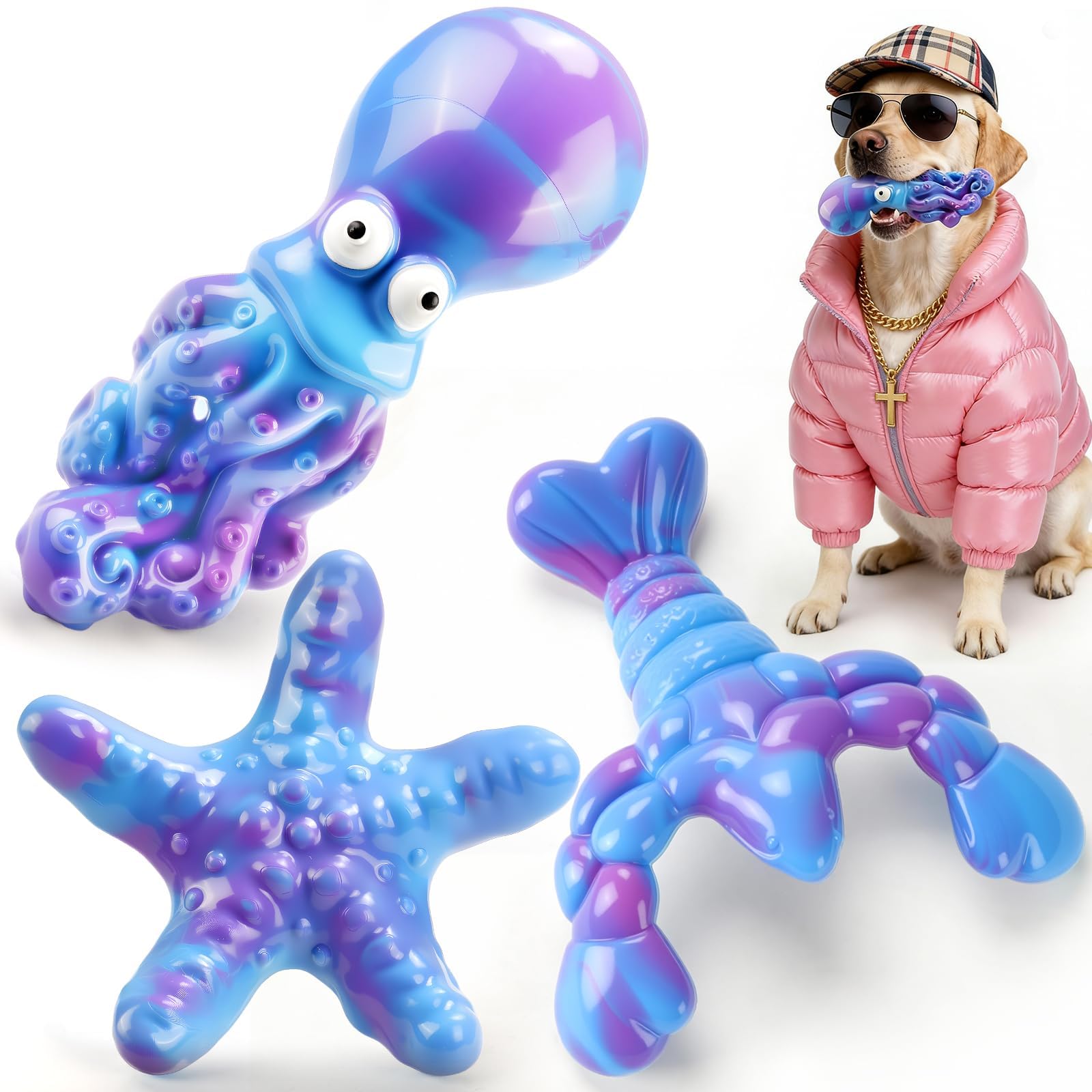 ChienBox 3-Pack Ocean Nylon Bones