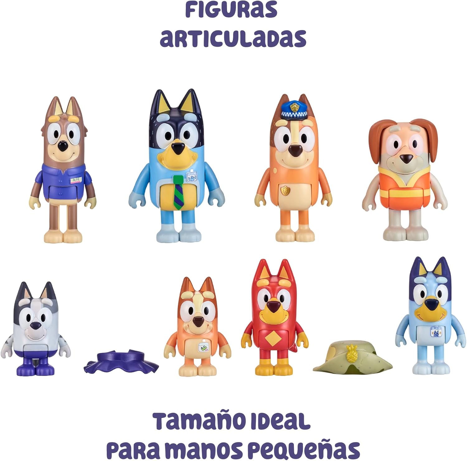 Bluey - Pack of 8 Adventure Figures, Articulated Figures Ready to Go Adventure, Kids Series Dolls, Increase Your Collection with This Famous Pack (BLY73000)