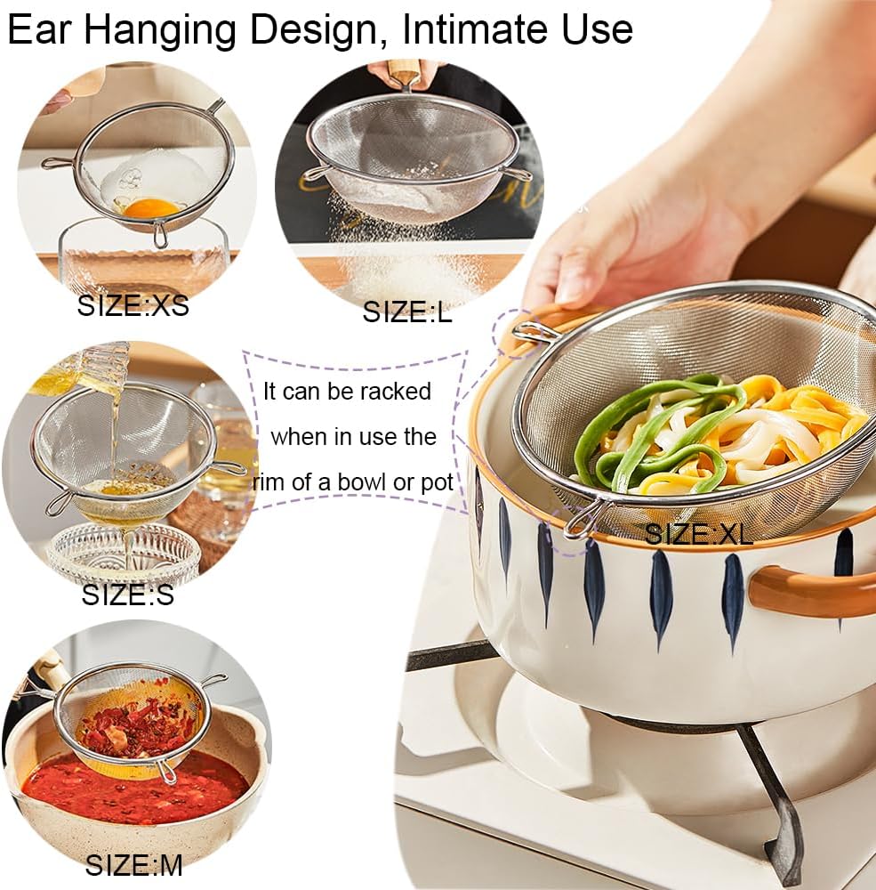Strainer with Single Fine Mesh, 5-Inch Diameter, Mini, Stainless Steel, Tan,Silver