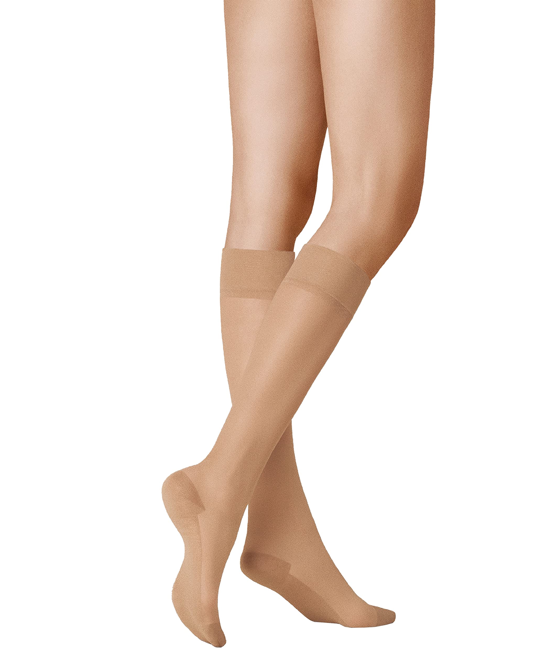 KUNERT Women's Knee Socks Cotton Sole 20 Skin-friendly 20 Denier, Complexion, 39-42