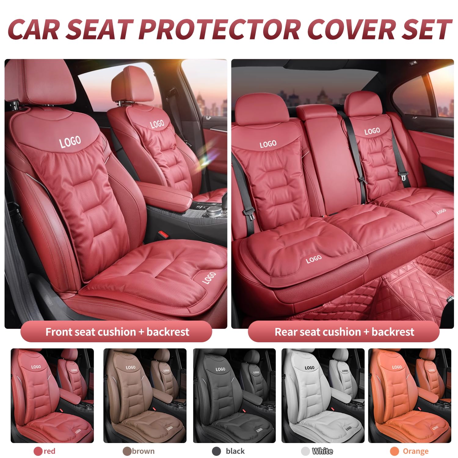 Coprisedili per auto, con logo e testo, universali, in nappa, coprisedili anteriori e posteriori, facili da installare, accessori per auto, camion, furgoni, SUV