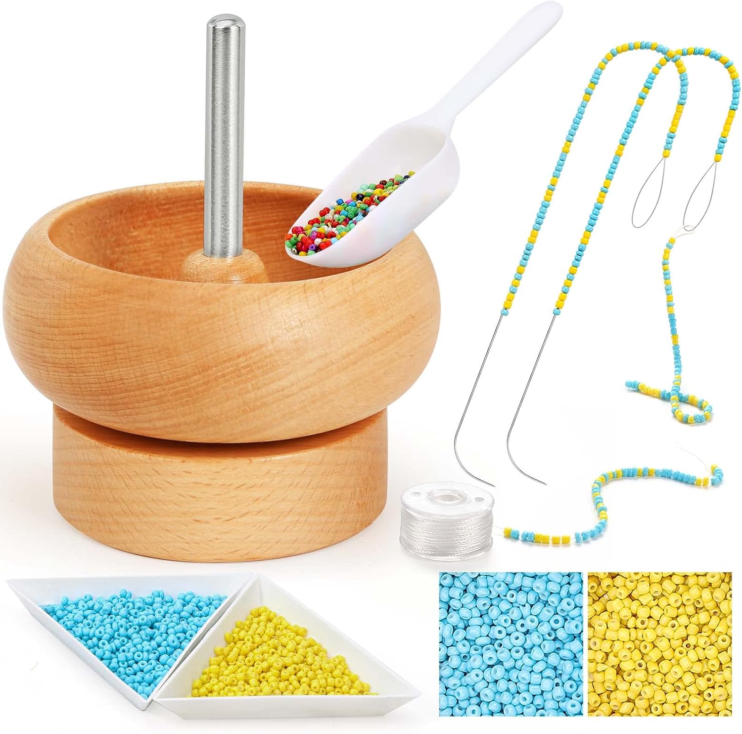 Tilhumt Bead Spinner Kit with Beads, Trays, Scoop, Needles, Bead Bowl