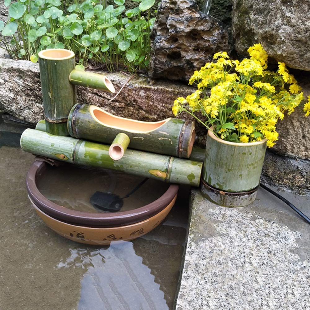 Fontana di bambù Decorazione da Giardino Giapponese Caratteristica Cascata Feng Shui, Lunghezza 25 Cm