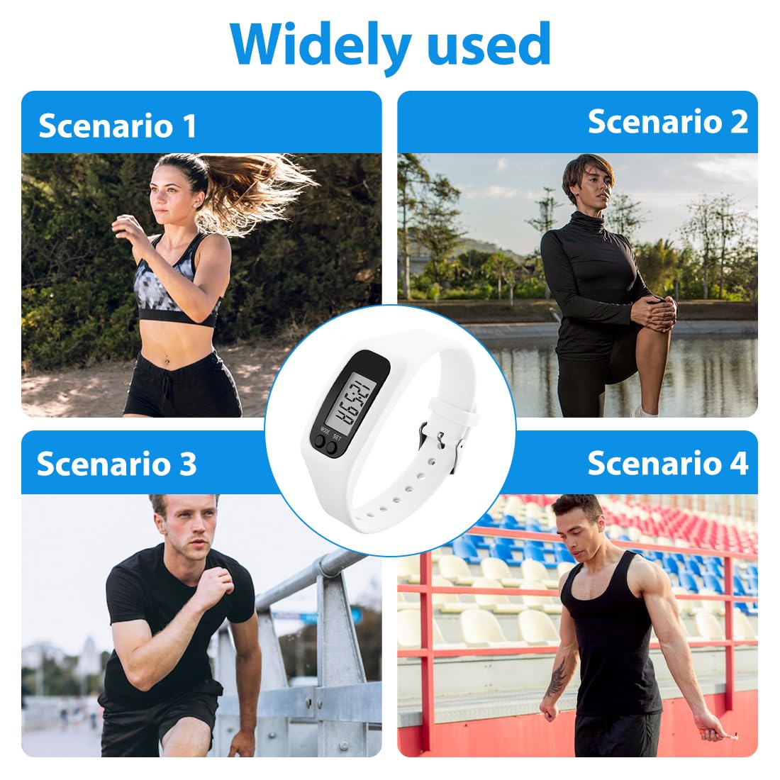 1 Pièce Montre Podometre non Connectée,Silicone Podomètre Montre, Podomètres de Sport et de Fitness,Unisexe (Blanc)