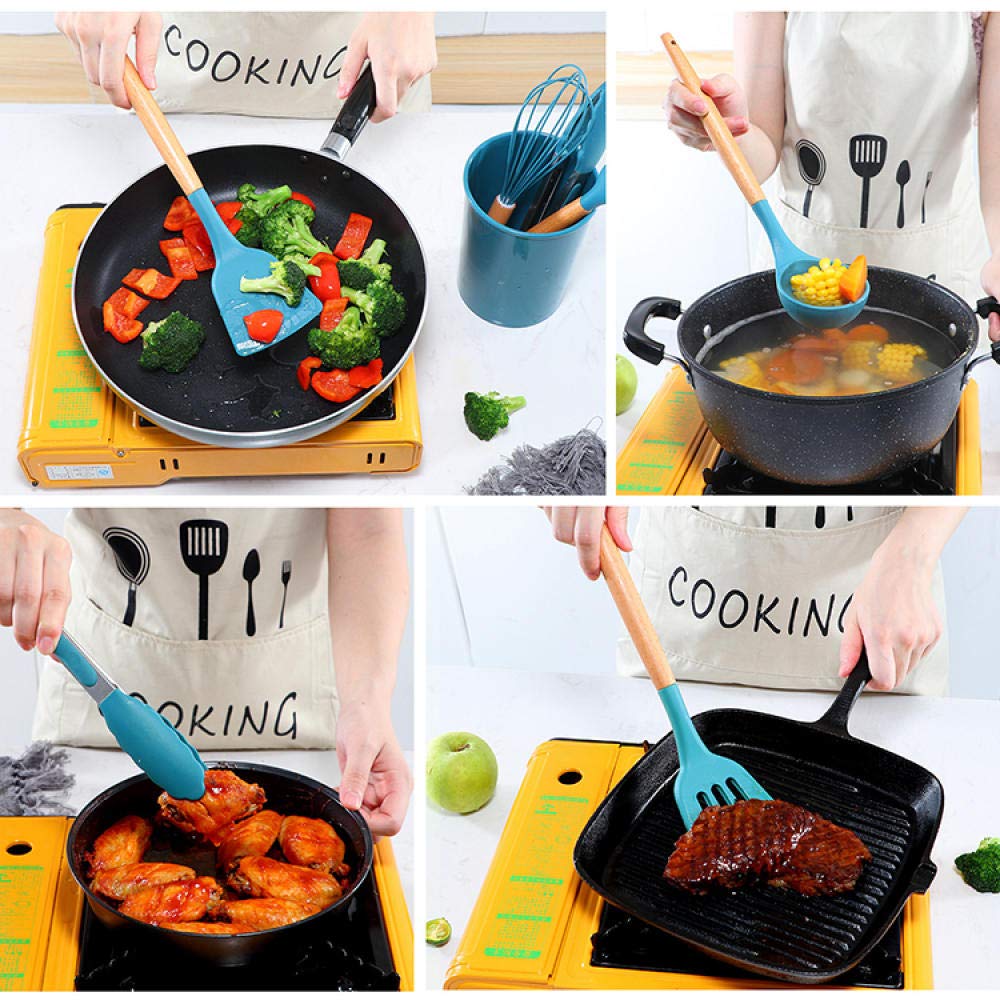Set De 3 Cuillères De Cuisine En Silicone - 22,5cm - Rose, Noir, Rouge - Antiadhésives Et Résistantes à La Chaleur