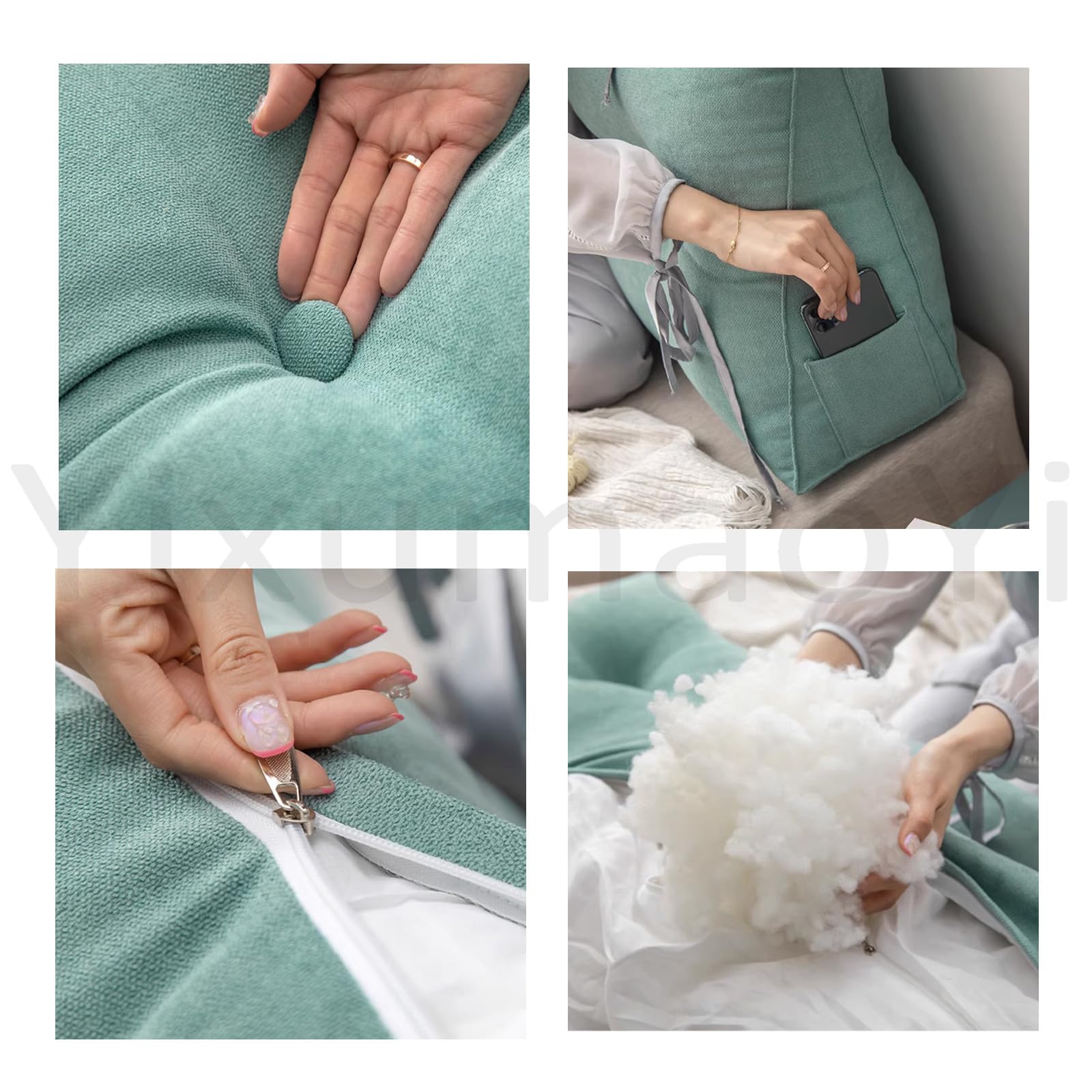 Genérico Respaldo Cama Cojines, Cojín de Respaldo Triangular para Cabecera, Almohada de Cuña con Funda Extraíble, Cojín de Posicionamiento para Camas y Sofás,J-80x50x20cm
