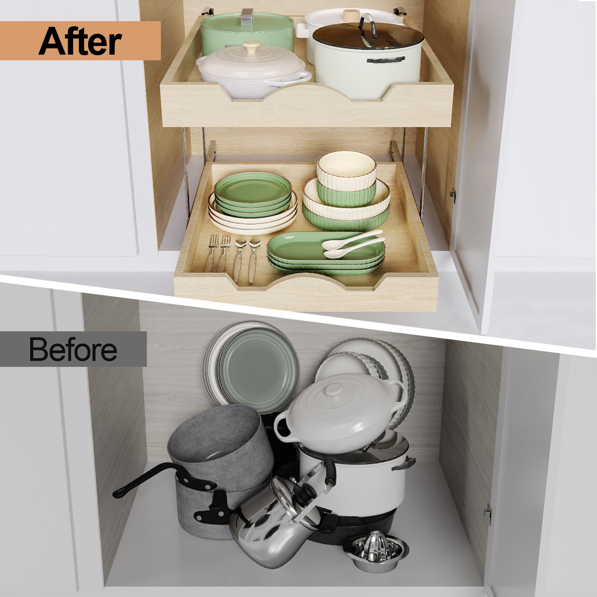 Mulush Tiroirs Coulissants Pour Armoires, 66 X 53 X 48 Cm (l X P X H) – Organiseur De Rangement En Bois à Fermeture Douce – Organiseur De Rangement