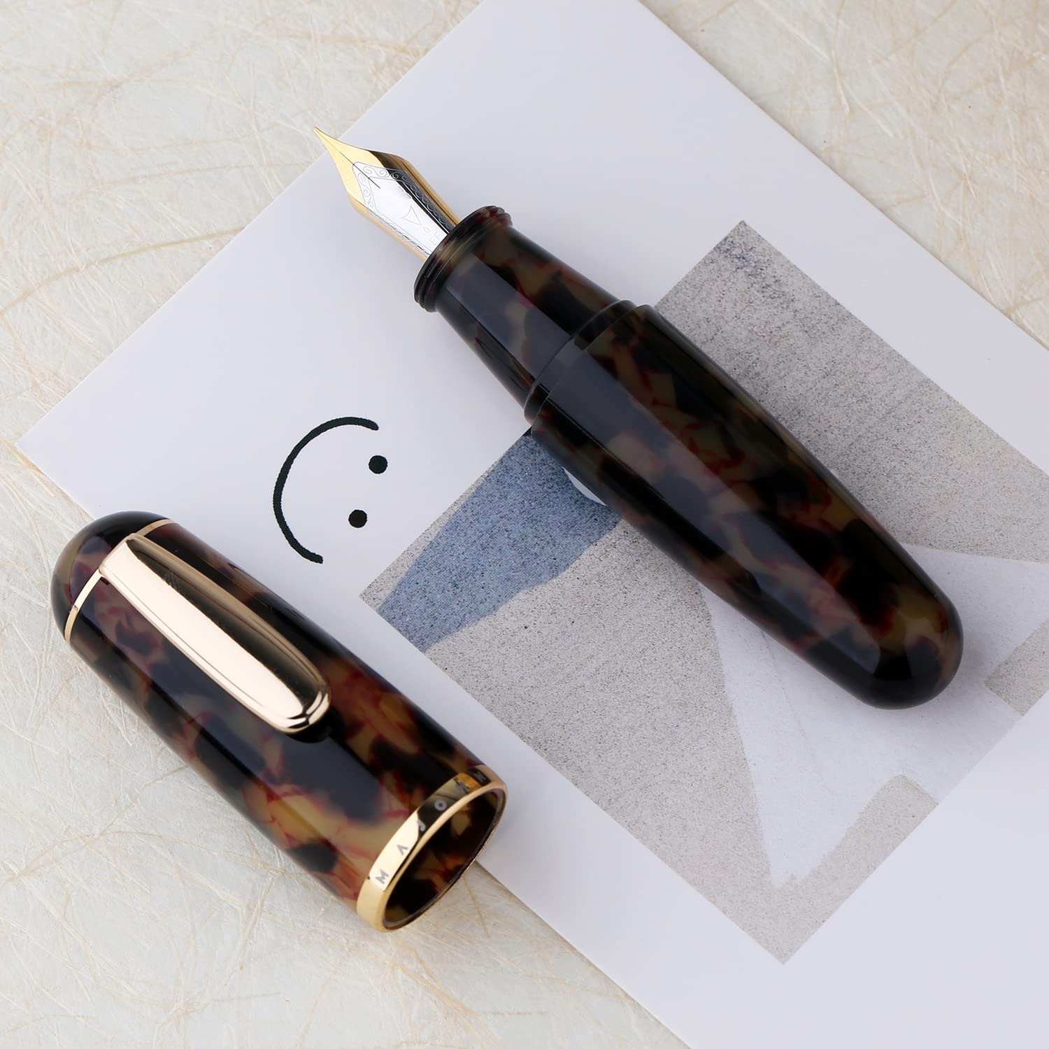 Lanxivi Majohn Q1 Füllfederhalter Fude Pen Bent Feder Amble Acryl, Little Fat Man Pipette Füllung Taschenstift Große Kapazität