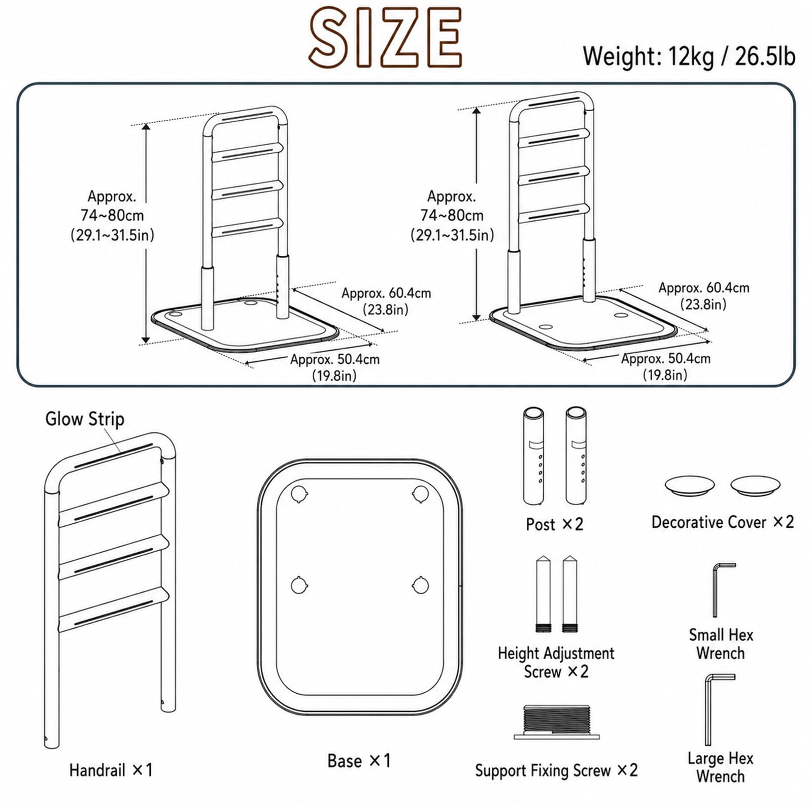 Couch- und Stuhl-Aufstehhilfe, belastbar bis 181 kg (400 LB), Load Stand Assist Aid for Elderly, 4-Level Adjustable with Night Light, rutschsicherer Naturholz-Griff für Sofa-Sicherheitsstütze