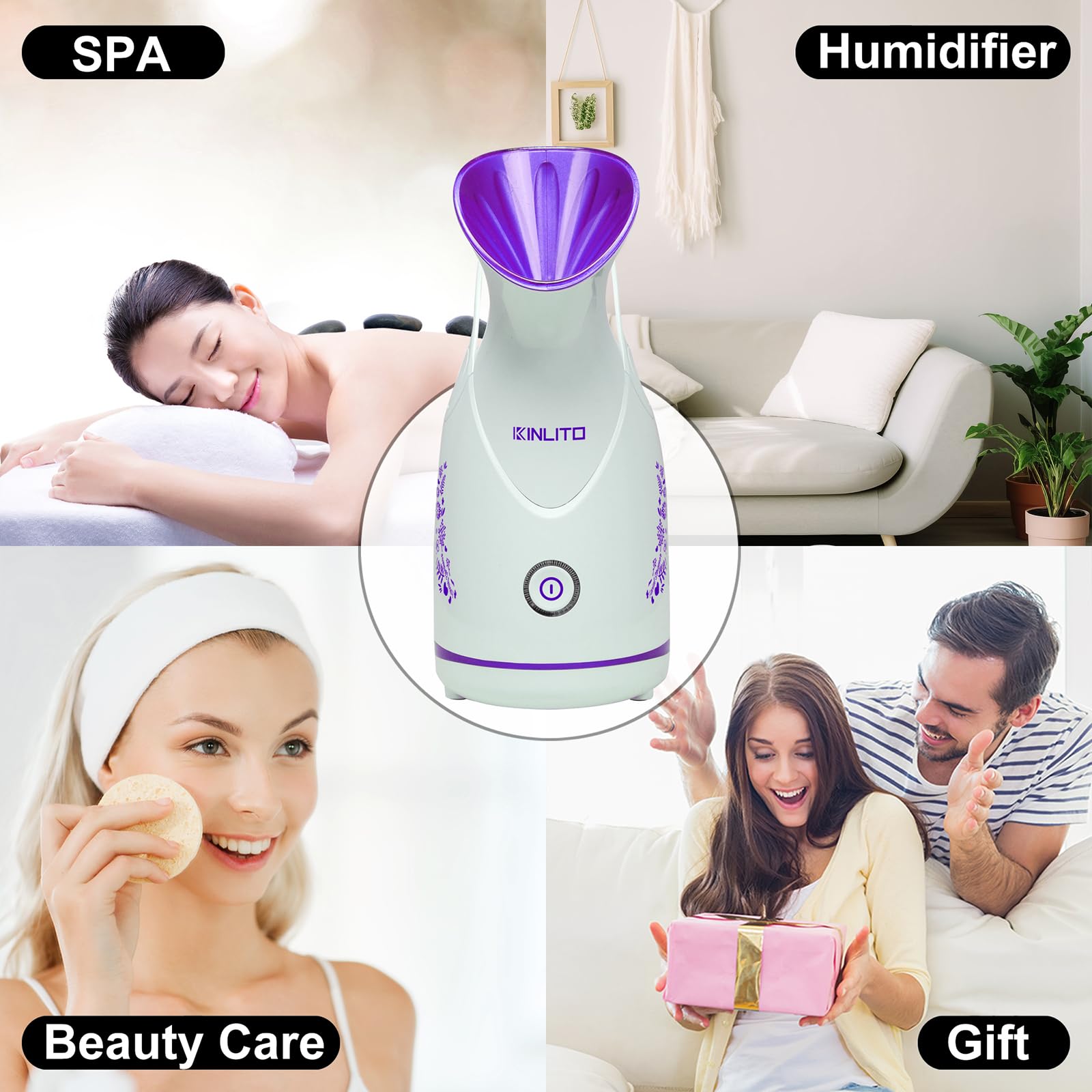 Nano Ionischer Gesichtsdampfer KINLITO Gesichtsdampfer mit warmem Nebel, tragbarer Gesichtsbefeuchter für Tiefenreinigung, Poren mit Mitesserentferner, Aromatherapie-Set für das persönliche Zuhause,