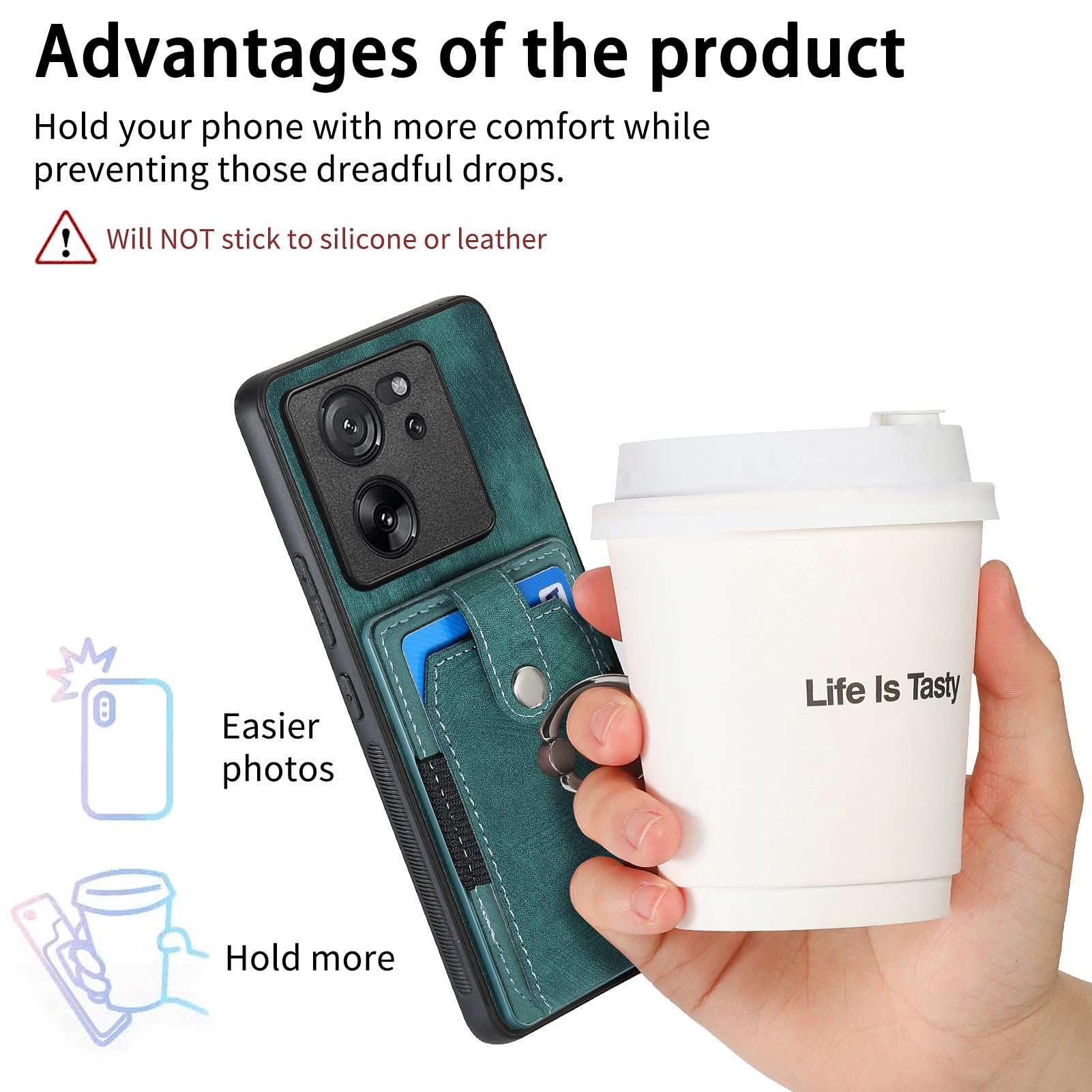 MOJIA Custodia per Xiaomi Mi 13T / 13T PRO, Ultra Sottile Morbido TPU Cover, Antiscivolo e Antiurto con Schermatura RFID Sacchetto di Carte. Nero