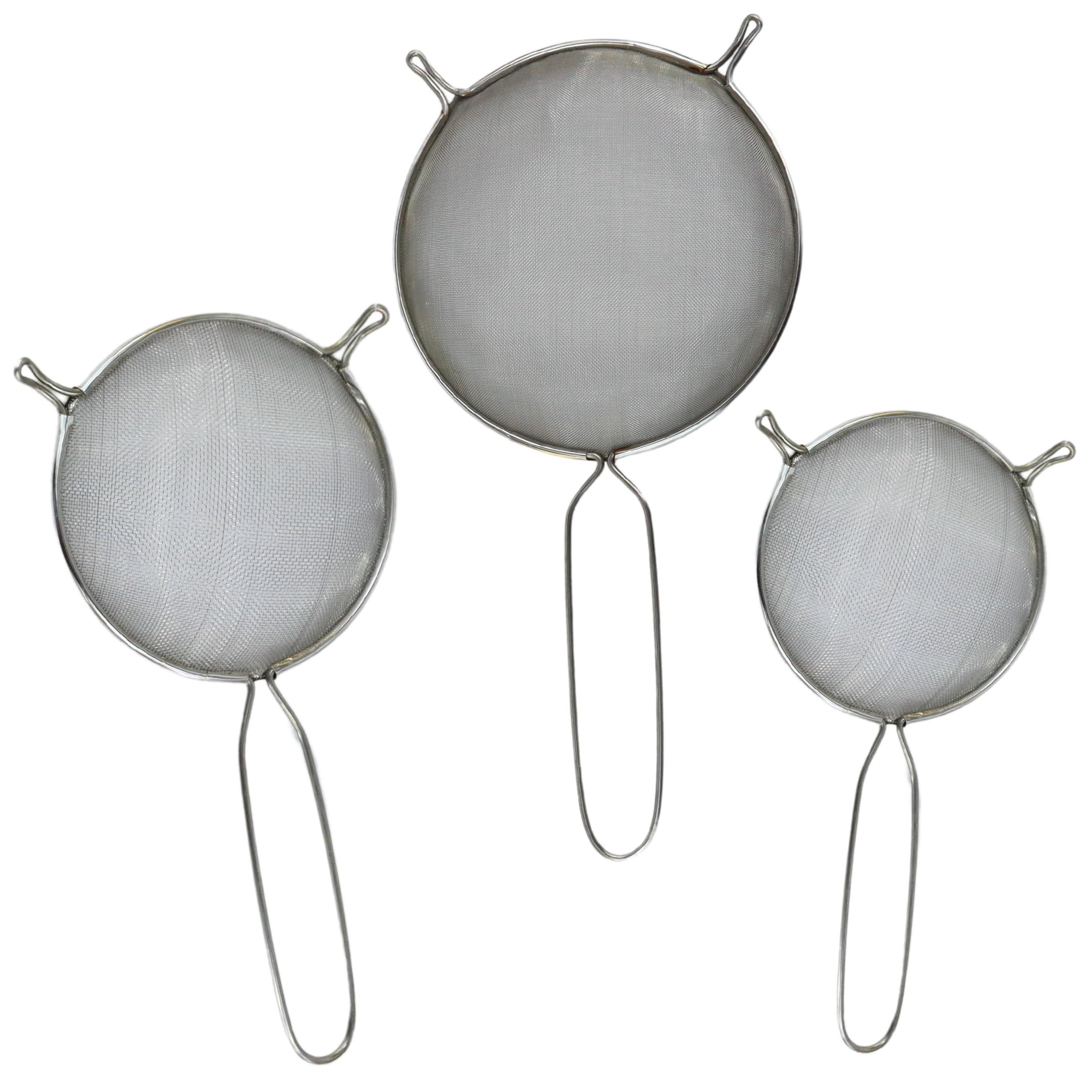 Mesh Strainers - Stainless Steel Fine Mesh Strainer - Colander-Skimmer with Handle - Sieve Sifters for Food - Strainer Sieve - Set of 3 Kitchen Strainers