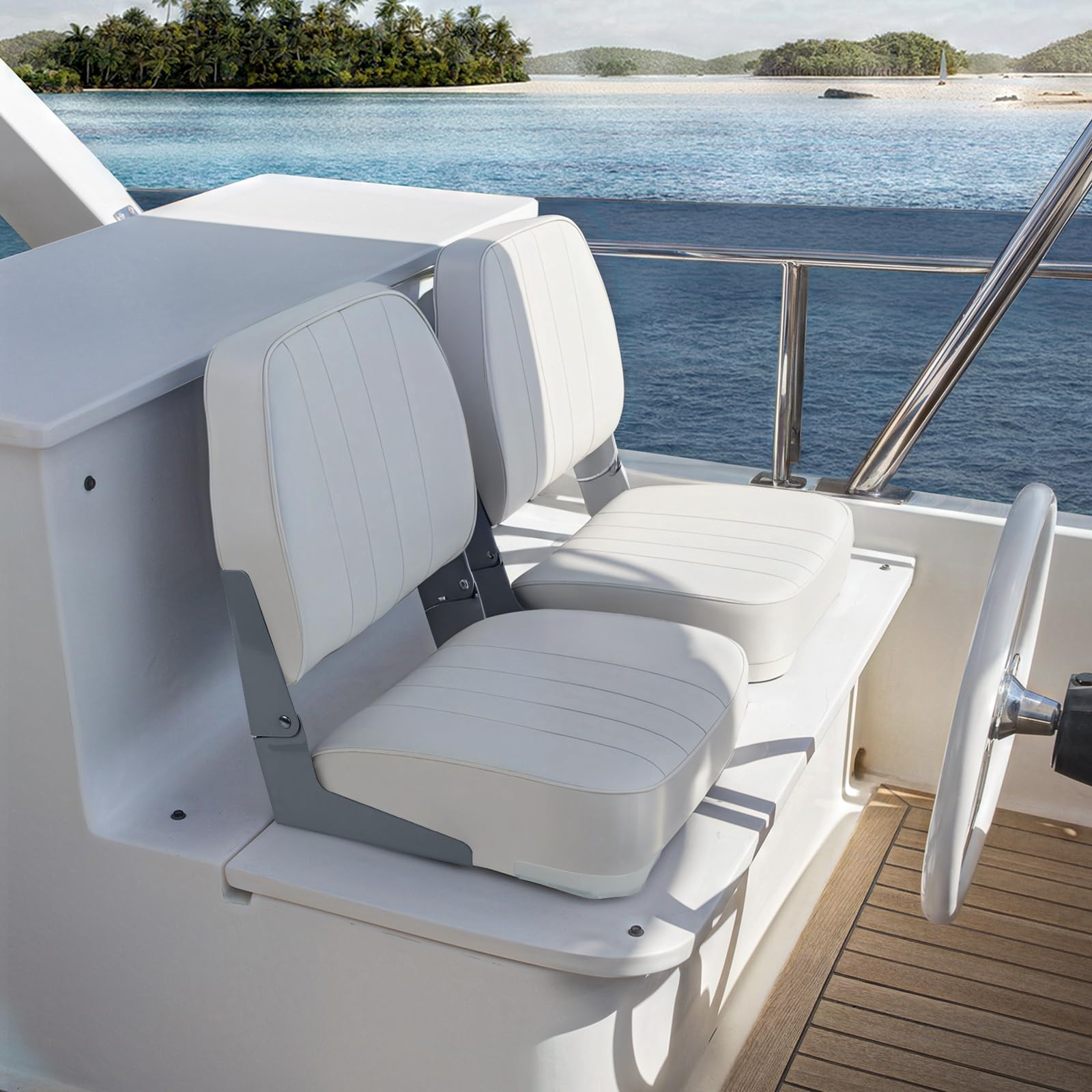 Leader Accessories Deluxe - Sedile pieghevole per barca, colore: Bianco