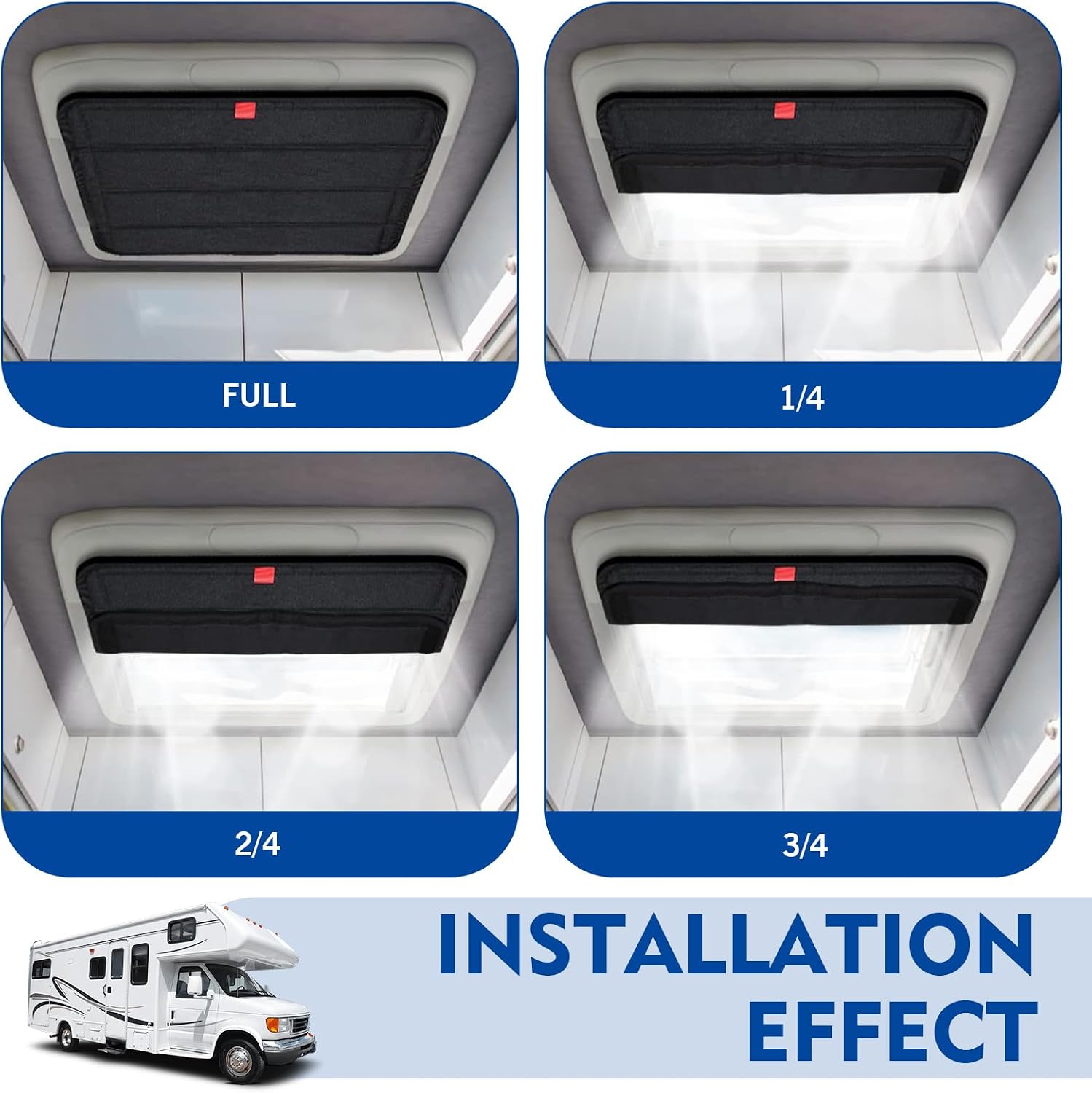 RV Skylight Vent Cover, Magnetic Foldable RV Blackout Window Cover, with Reflective Silver Coating, UV Protection Camper Skylight Cover, Camper Travel Must Haves (16.14×16.14 inch)
