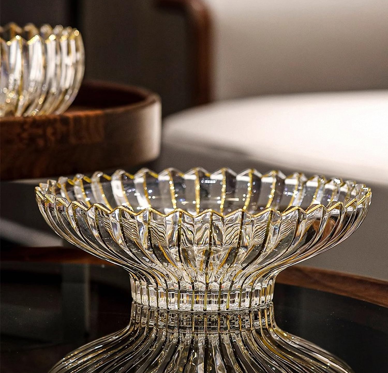 Puremagics Hand-Painted Gold Decorative Bowl-12 Diameter, Gold Fruit Bowl, Kitchen Table Centerpiece, Home Decor.