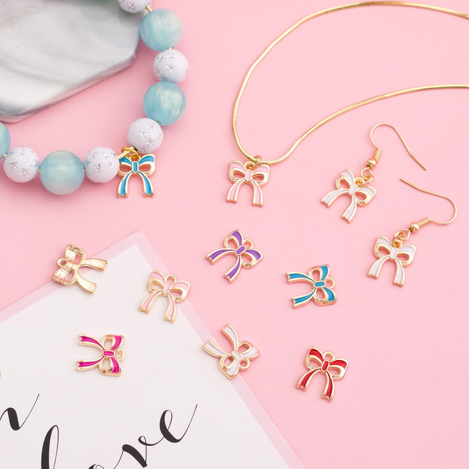 Bow Charms for Jewelry Making, Alloy Enamel Bowknot Charms, Tiny Cute Bow Pendants Decoration for DIY Earrings - Image 5