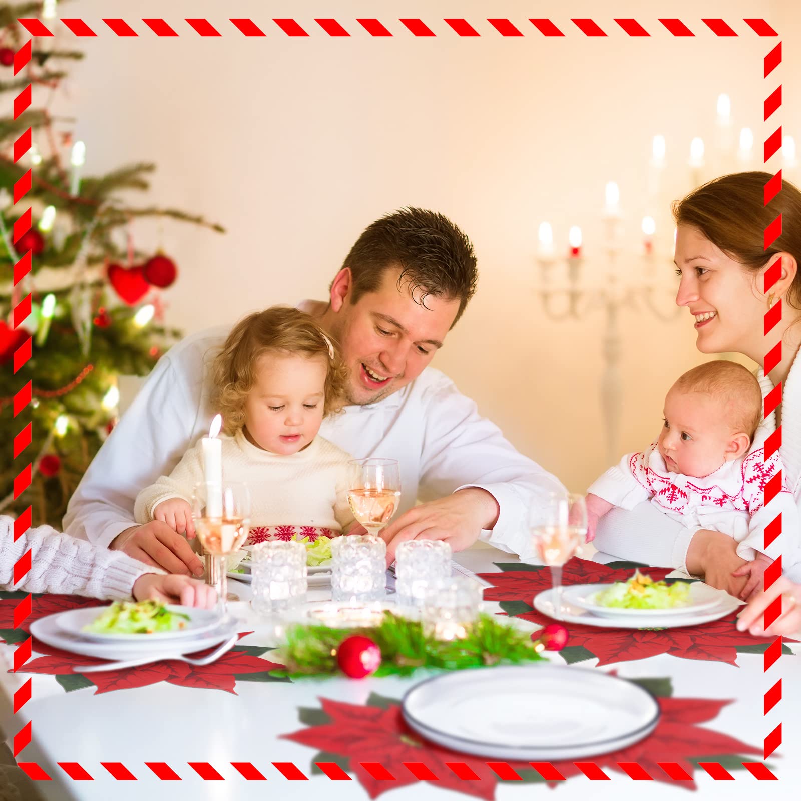 Weihnachtliche Papier-Tischsets, Weihnachtsstern, Blume, Schneemann, Platzsets für Zuhause, Urlaub, Tischdekoration, 36 Stück