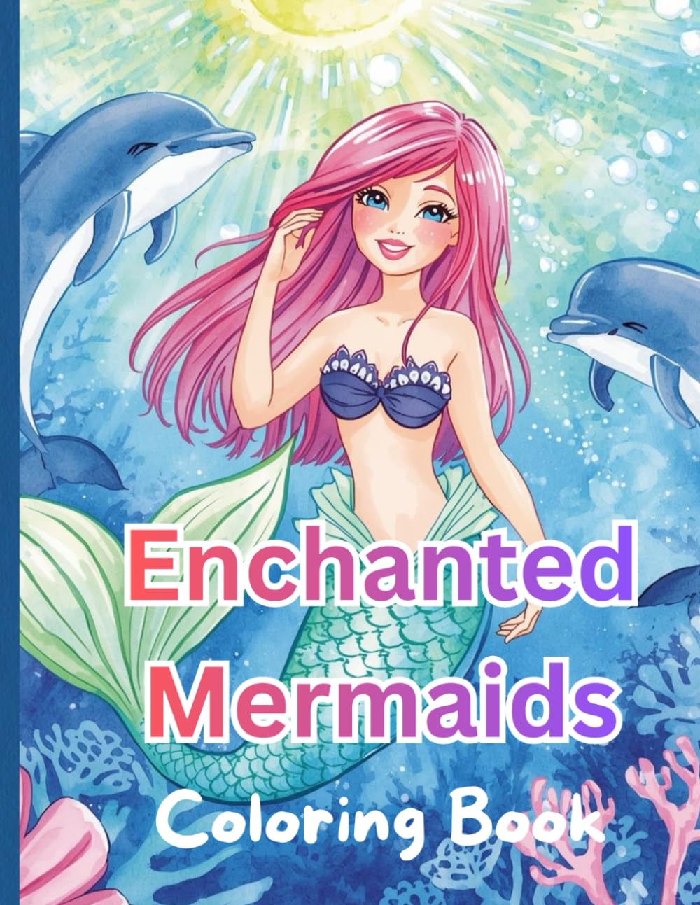 Enchanted Mermaids Coloring Book: Cute and Simple Mermaid Coloring Book with Ocean Friends for Kids Ages 4–8