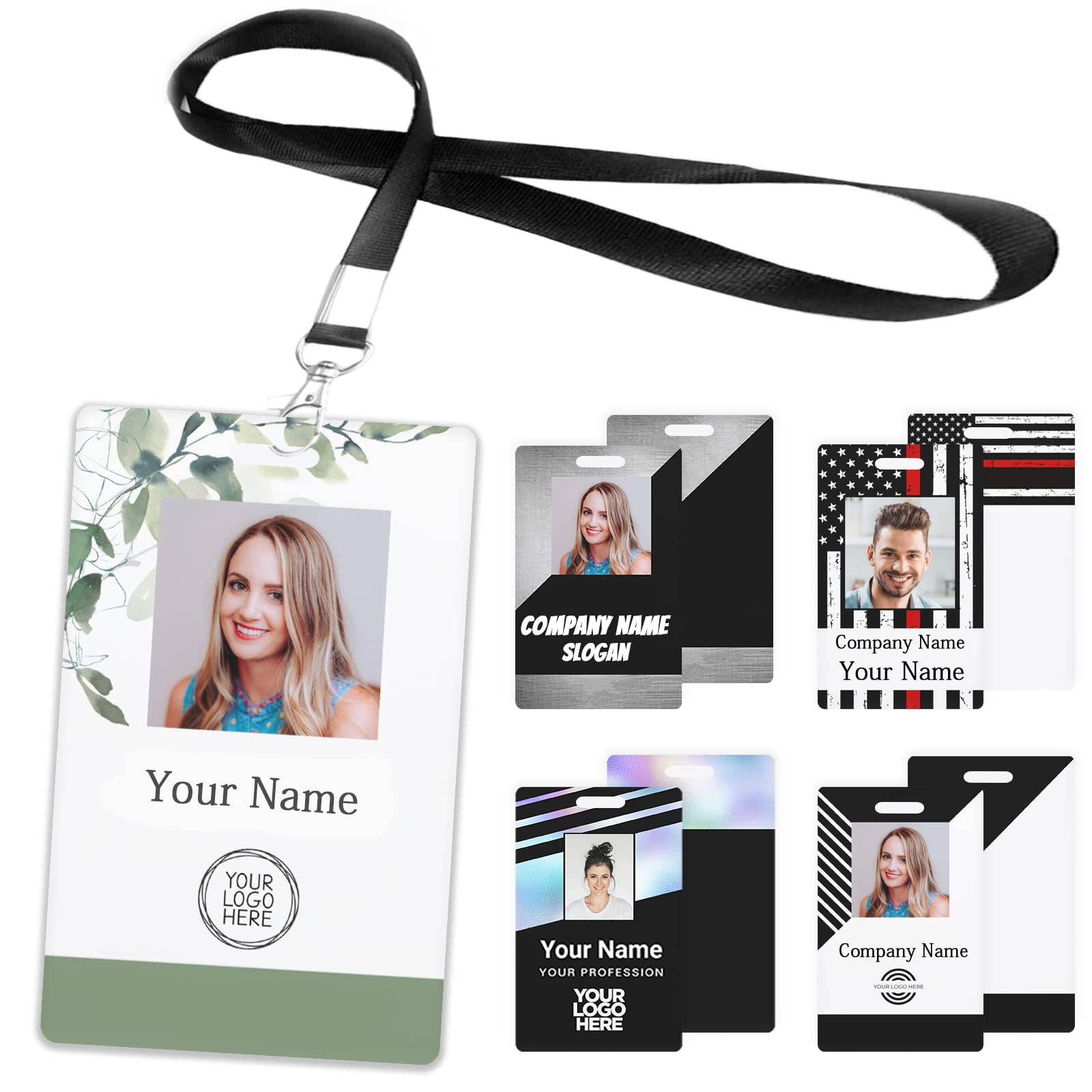 Custom Id Badge, Personalized Employee Photo Identification Card with Lanyard, Durable ID Card for Office Worker Doctor Nurse