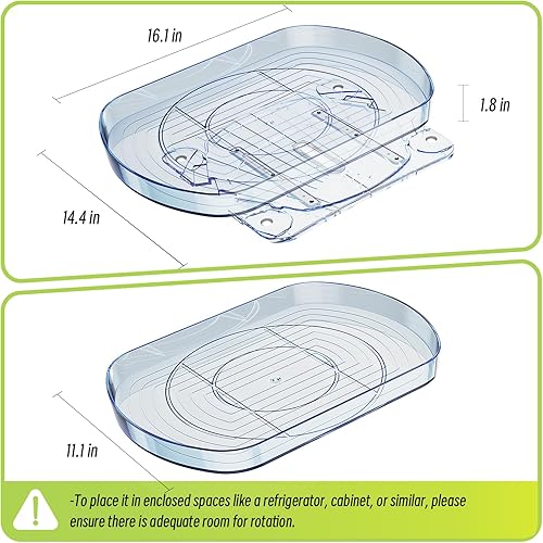 Miniatura 8 de Lazy Susan para refrigerador, organizador rectangular de 16.7 pulgadas, organizador giratorio Lazy Susan para refrigerador, organización de cocina y