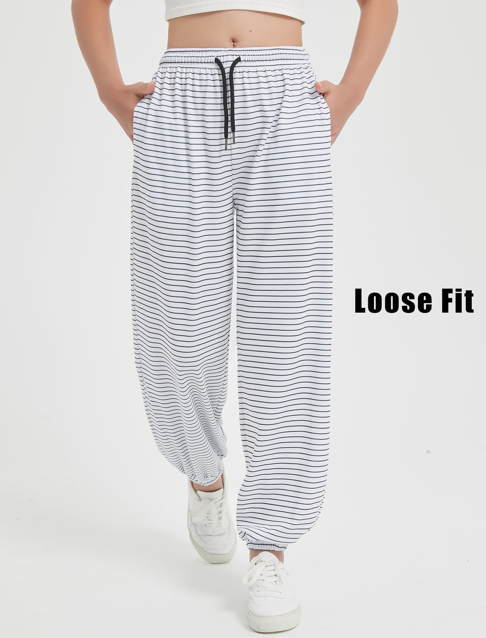 EXARUS Paquete de 3 pantalones deportivos para niñas, pantalones deportivos lindos y holgados, ropa de moda para adolescentes, con bolsillos