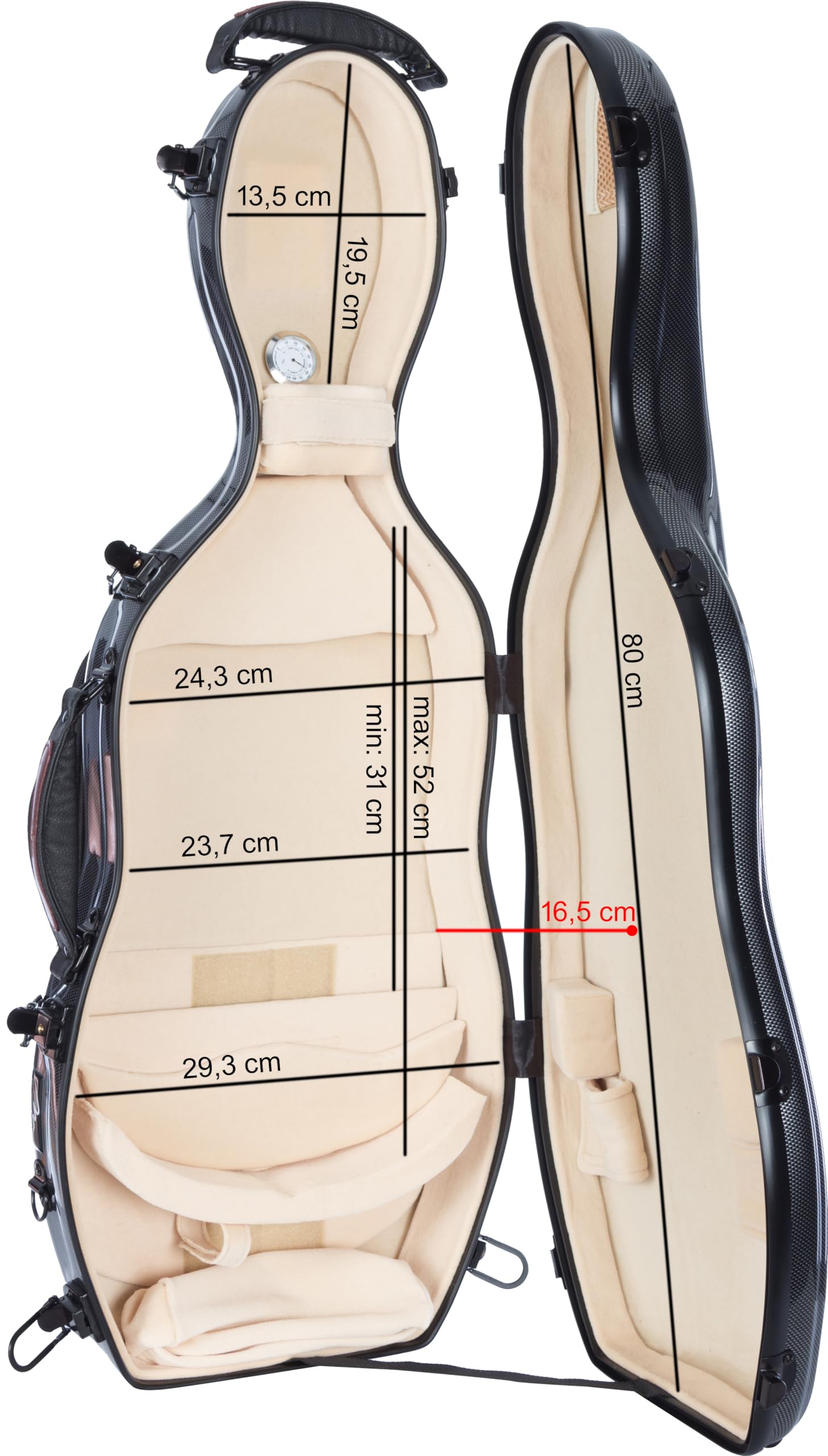 Custodia per Viola Fiberglass 38-43 Ultra Light point nero - crema M-case + borsa musicale
