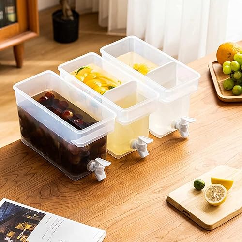 Miniatura 3 de Flueyer Hervidor frío de 3,5 litros con grifo, dispensador de bebidas de plástico con espita, dispensador de bebidas de leche, fruta, tetera de