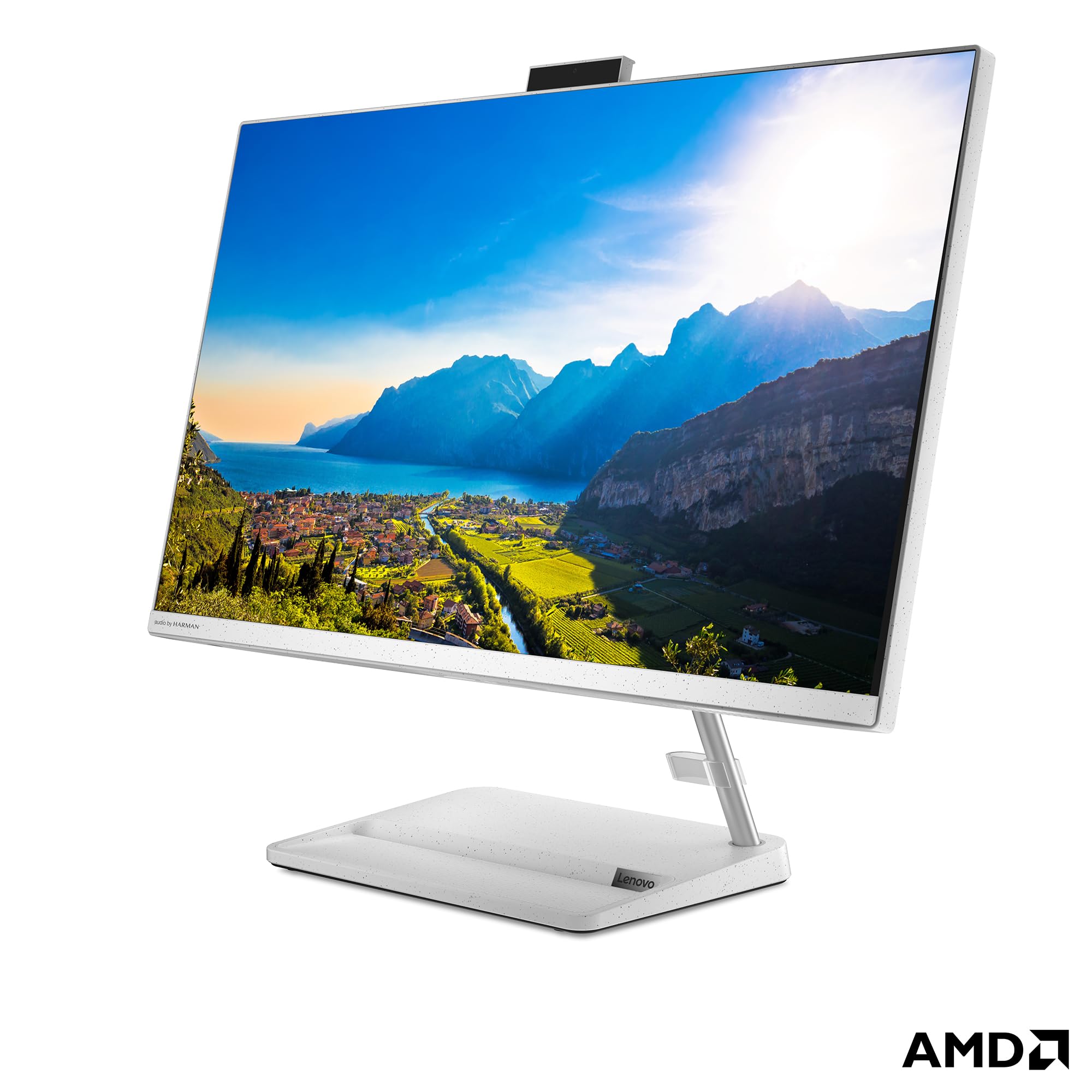 Lenovo IdeaCentre AIO 3 27ALC6 - Ordinateur de Bureau Tout-en-Un 27" FHD (AMD Ryzen 7 7730U, 16 Go RAM, 512 Go SSD, Graphique AMD Radeon, Windows 11 Home) Clavier AZERTY et Souris - Blanc
