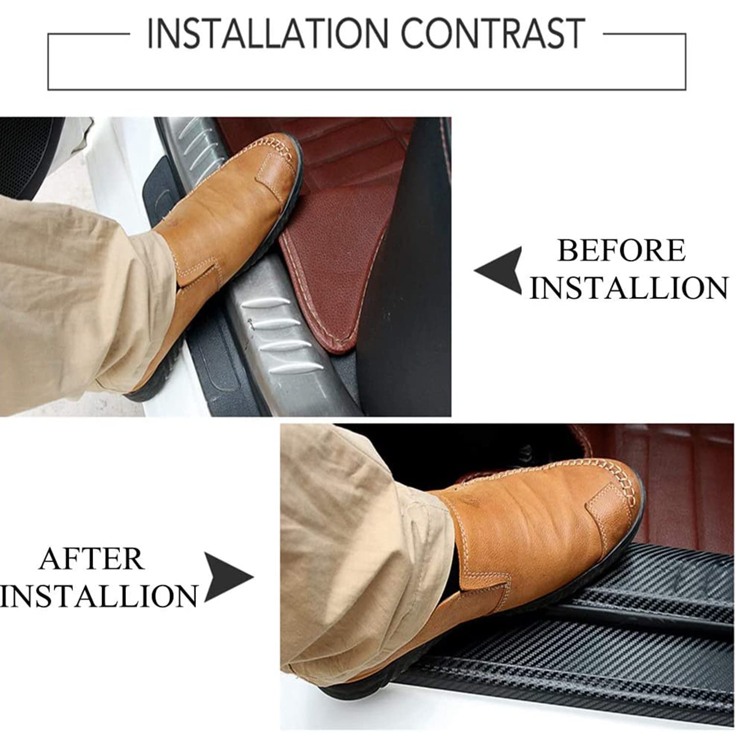 Bigmanka 4Pcs Door Sill Protector Carbon Fiber Sticker Decoration Door