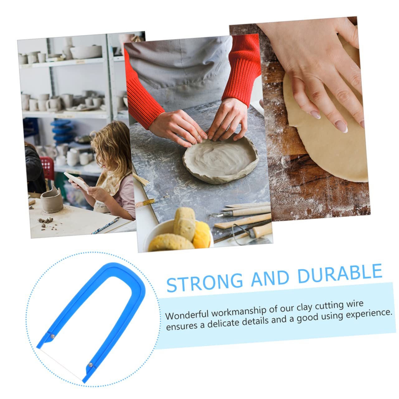 HOMSFOU 2 Set Strumento per Argilla Filo Tagliente per Ceramica E Scultura Utensile per Rifilare Argilla Design Pratico E Sicuro per Pottery 2 Pezzi * 2