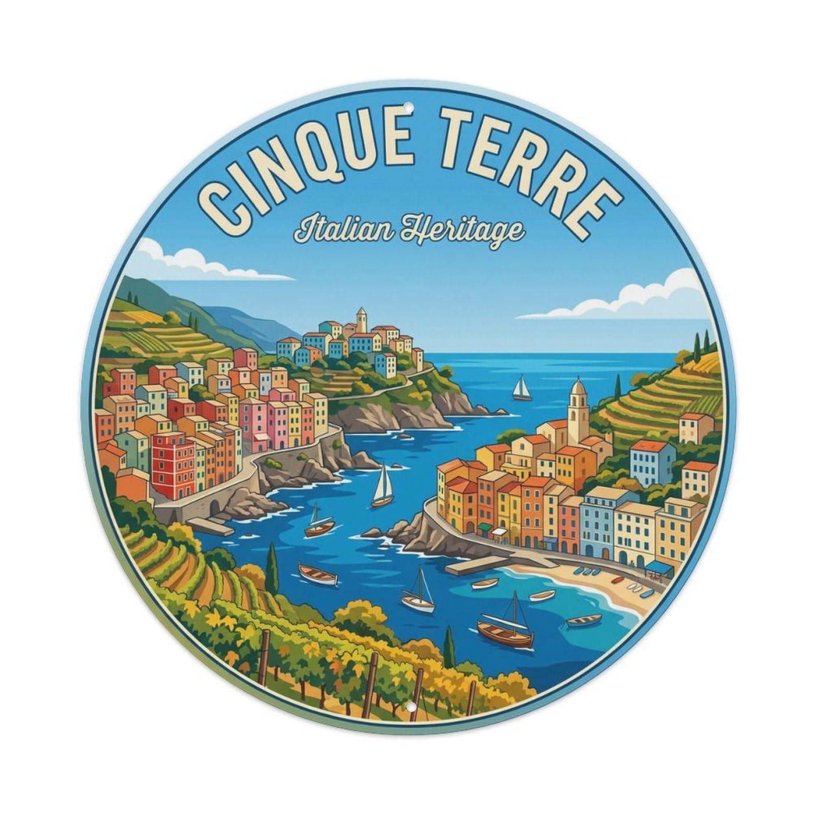 Vintage Travel Cinque Terre Italy Insight Metal Tin Sign