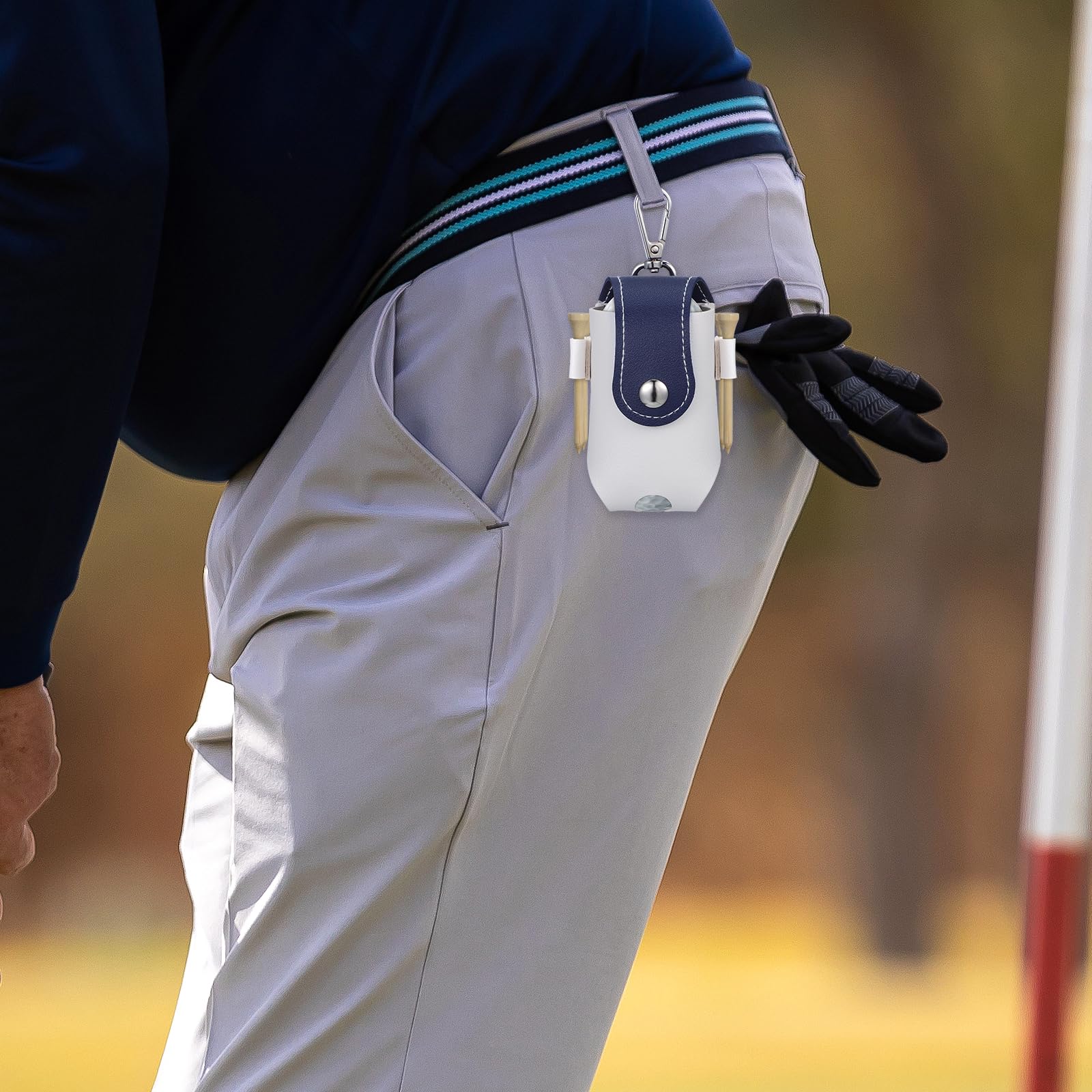 GANAZONO 2 Pz Custodia in Pelle per Borsa da Golf Sacche da Golf Piccola Borsa da Tee da Golf Porta Pallina da Golf Portatile Borchia a Sfera Scaffale di Stoccaggio Semplice