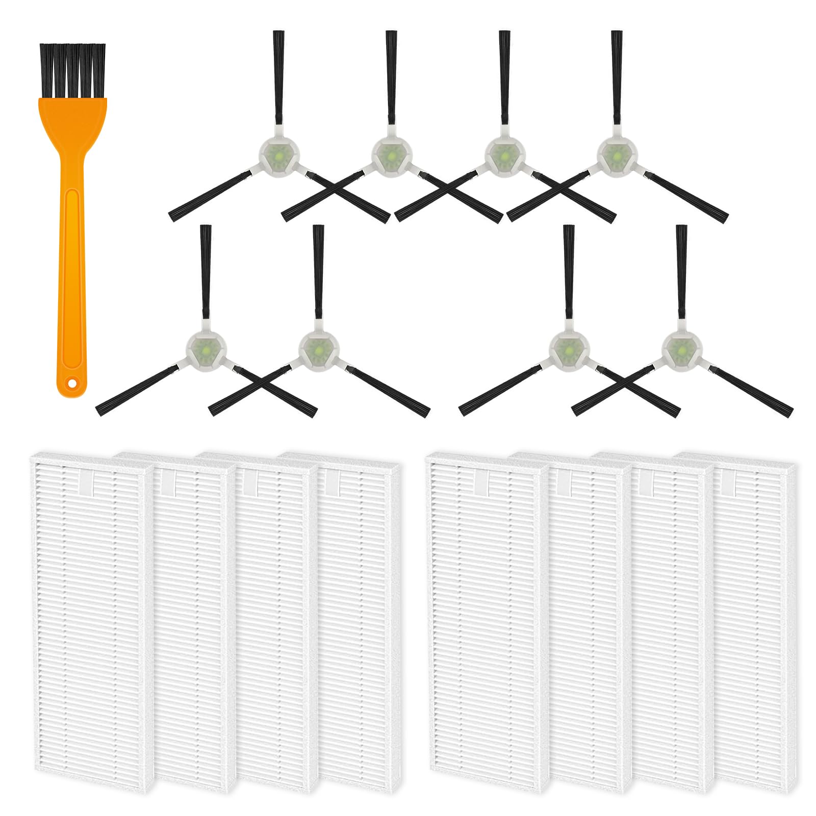 Replacement Parts Compatible for Lefant M210 (NOT FOR M210 Pro) M210s M210B M210P M213, for OKP Life K2 K3 K3A K4 K5 Robot Vacuum 8 Side Brushes 8 HEPA Filters,127 * 47 mm