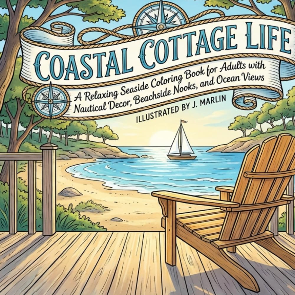Coastal Cottage Life: A Nautical Adult Coloring Book featuring Cozy Beach House Interiors, Seaside Nooks, and Relaxing Coastal Landscapes