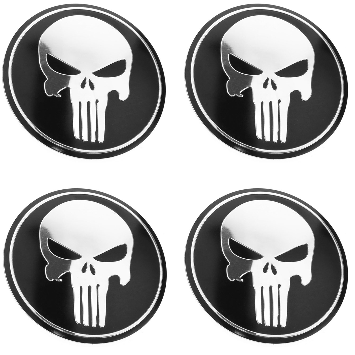 Punisher Skull Wheel Center Caps Hubcaps Set Of 4 pcs 65mm