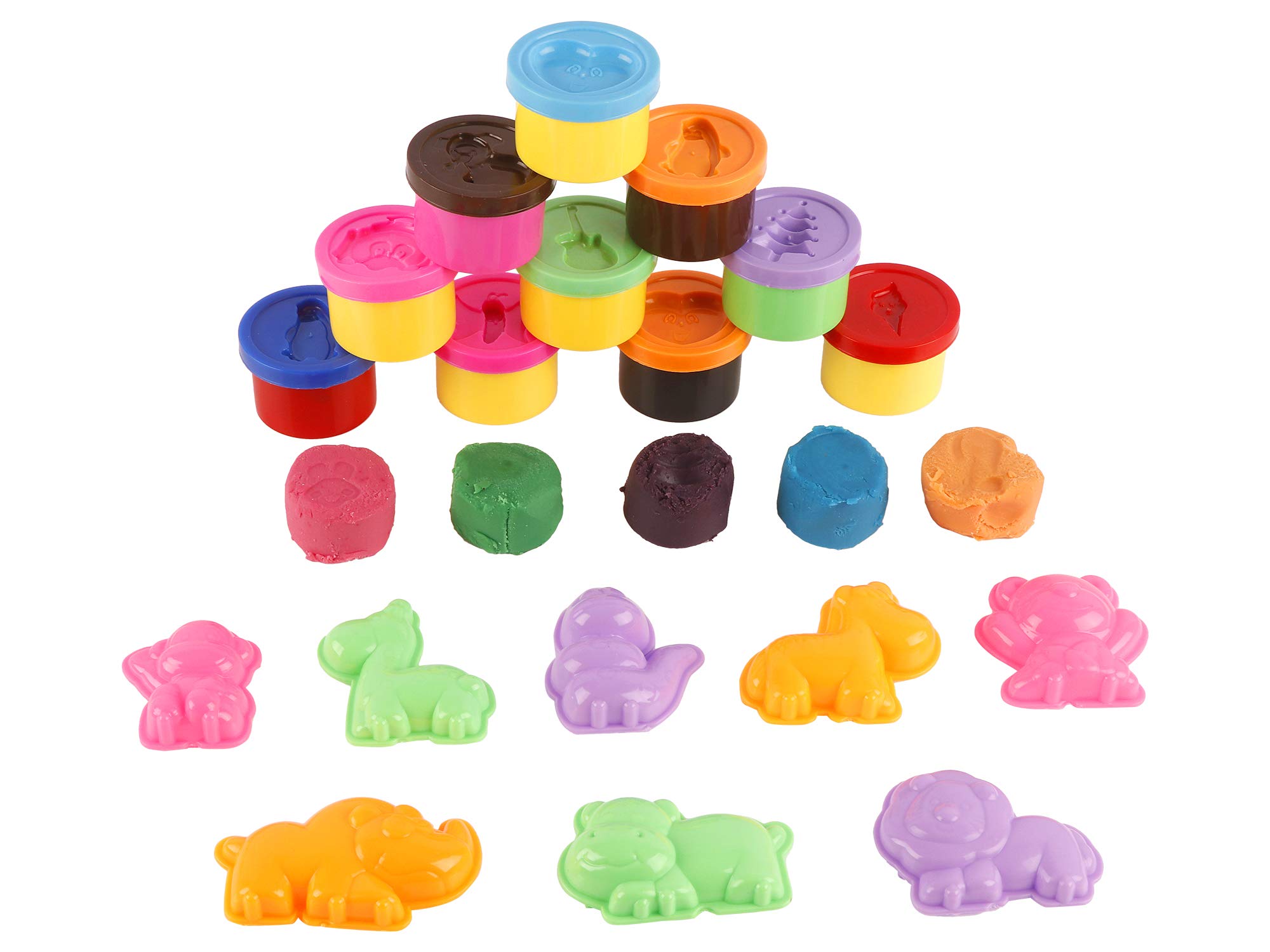 RATNA'S Super Dough 10 in 1 Kit. Soft & Smooth Dough Makes Molding Easy & Fun. 10 TUBS of Dough & 8 Big Superior Moulds(320 Grams Dough)