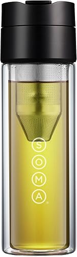 Miniatura 3 de Botella de té y café de doble pared de cristal de Soma, Negra, 12 onzas (SM18501K)