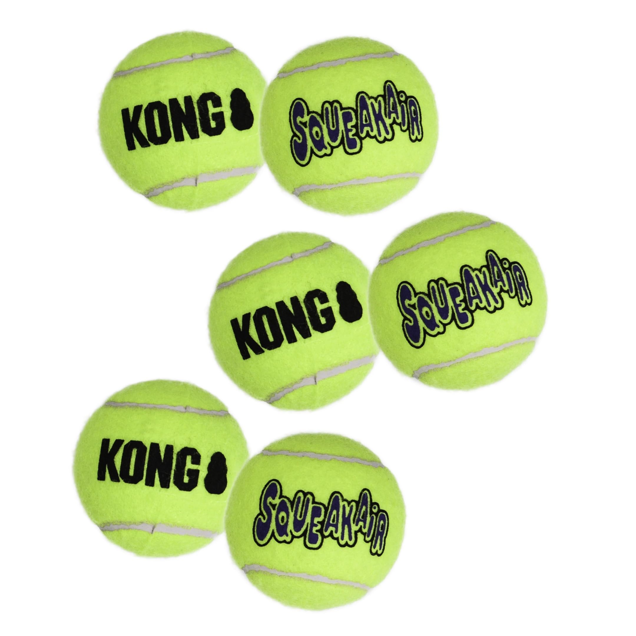 KONGToy Premium Squeak Tennis Balls, Gentle on Teeth - For Medium Dogs (6 Pack)