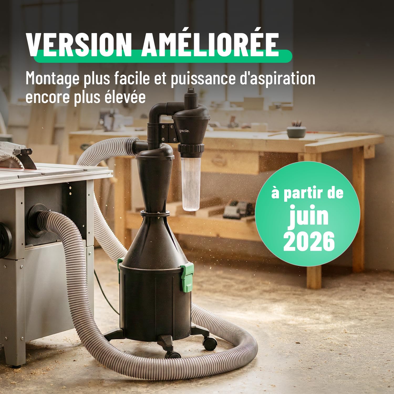 greate Cyclone aspirateur Bois 2 étages avec réservoir 17 litres - Aspiration cyclonique Atelier Mobile ou Fixe - Séparateur poussière kit cyclonique - Dust Commander - aspirateur Cyclone copeaux
