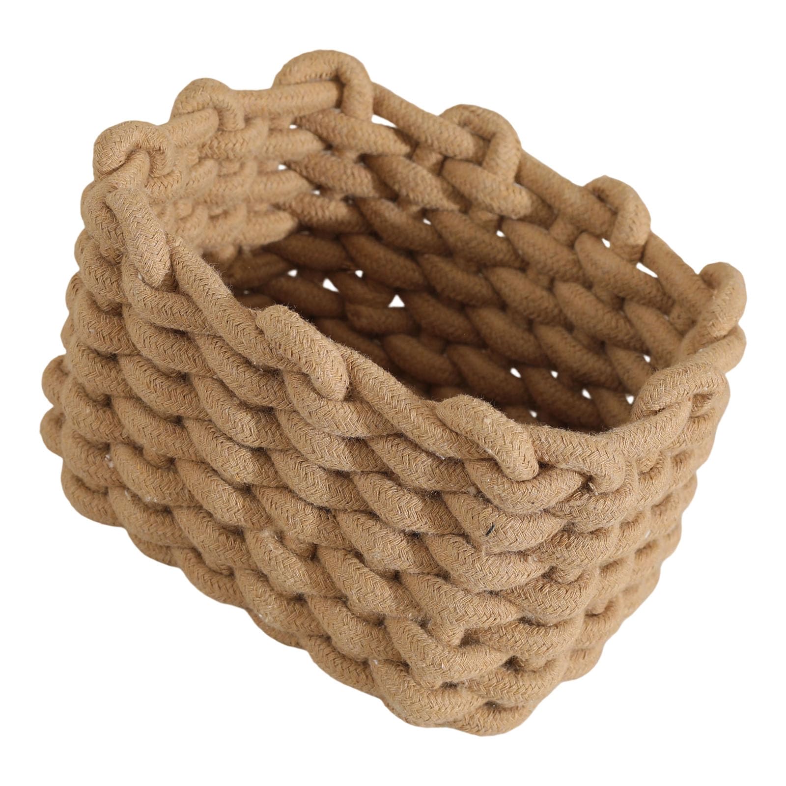 Kalttoy Artisanal Cotton Rope Decorative Basket Fabric Storage Planner for Telecommute Thin Kids Bedroom Answer Cotton Rope Storage Basket