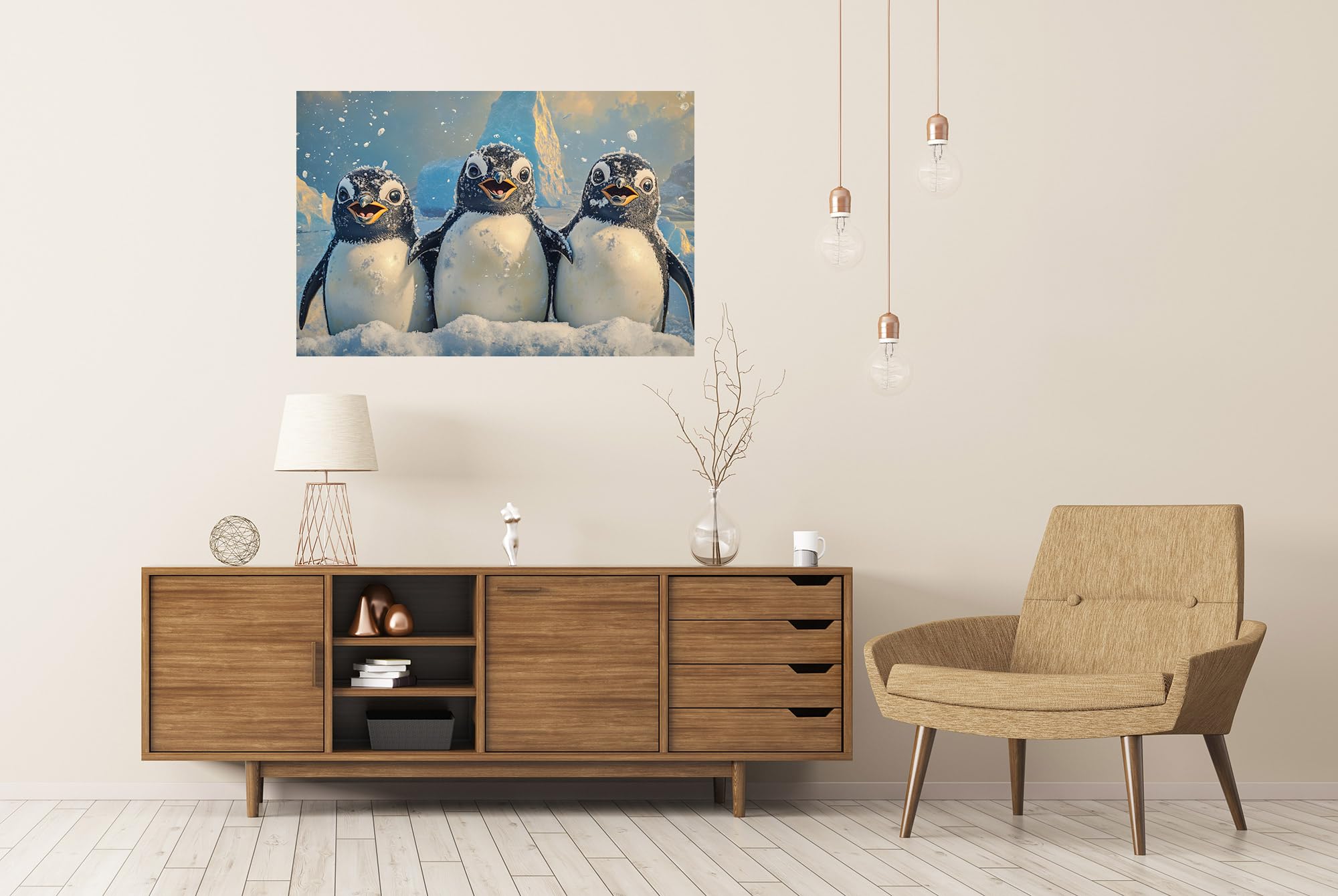 islandburner Prime XXL - Póster de tres jóvenes pingüinos en la nieve