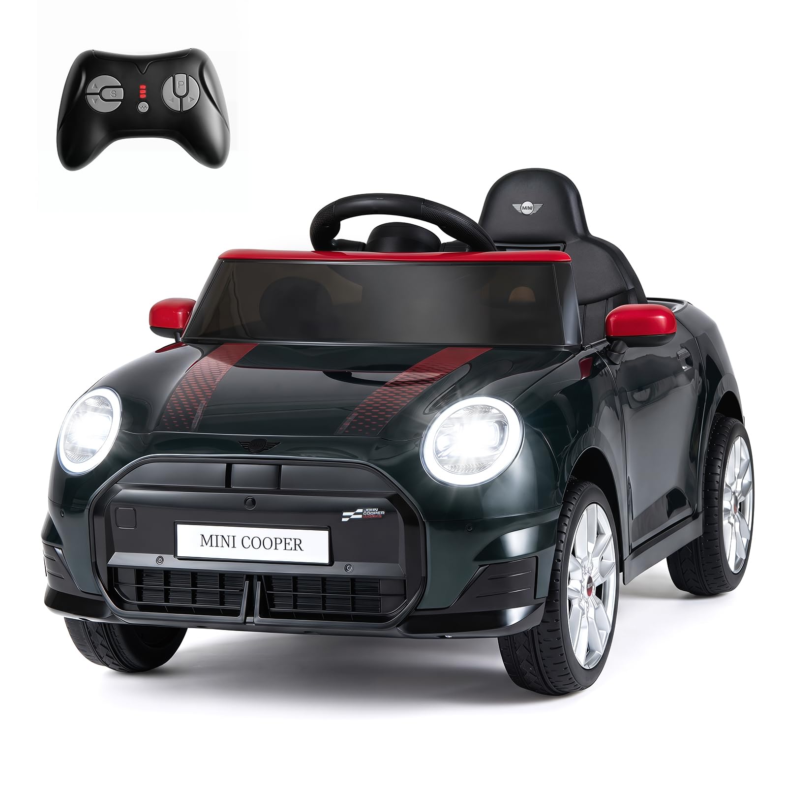 COSTWAY 12V Kids Ride on Car with Remote Control, Horn, Music (Black)